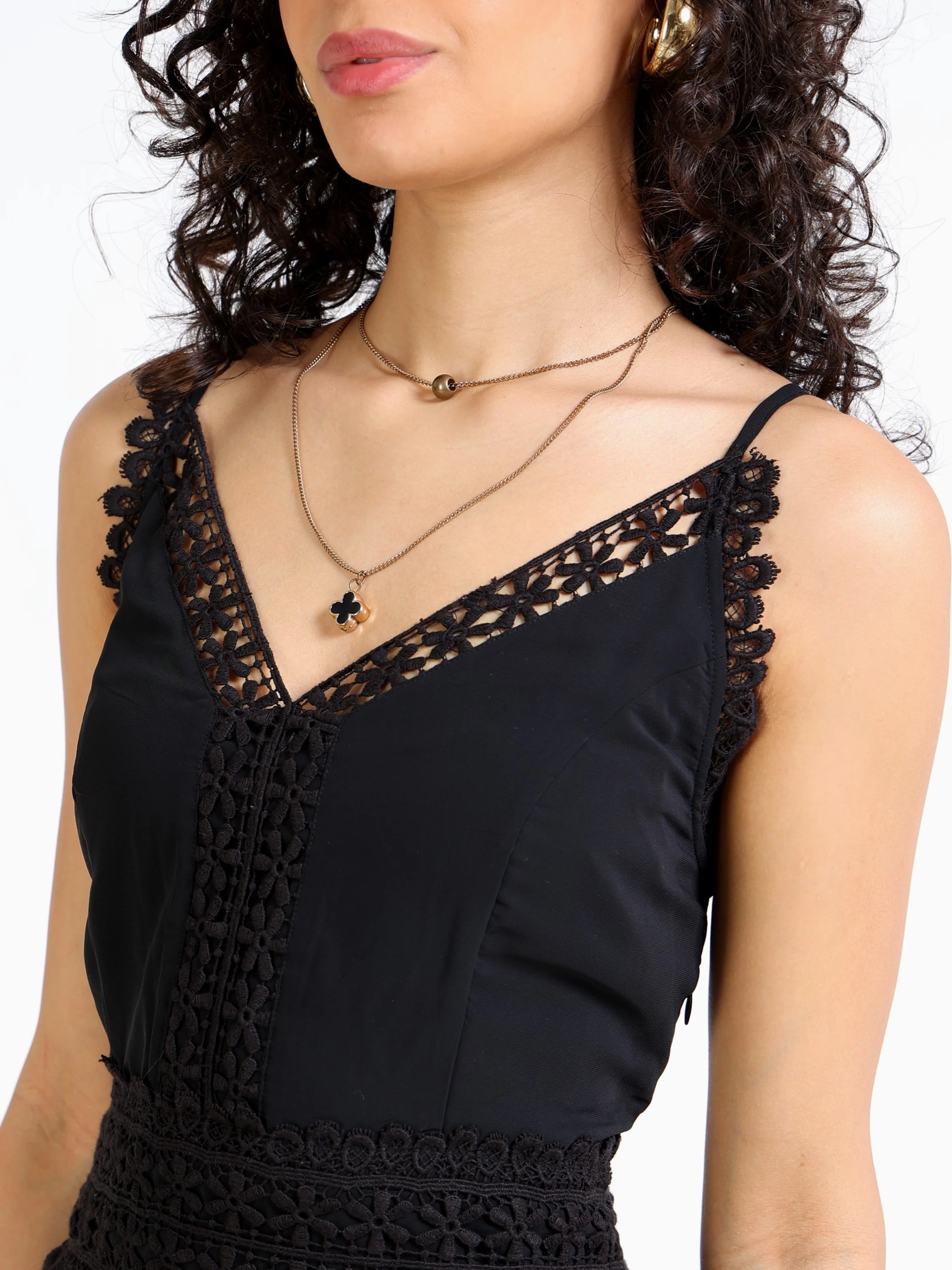 Women Black Lace Detail Dress - Image 6