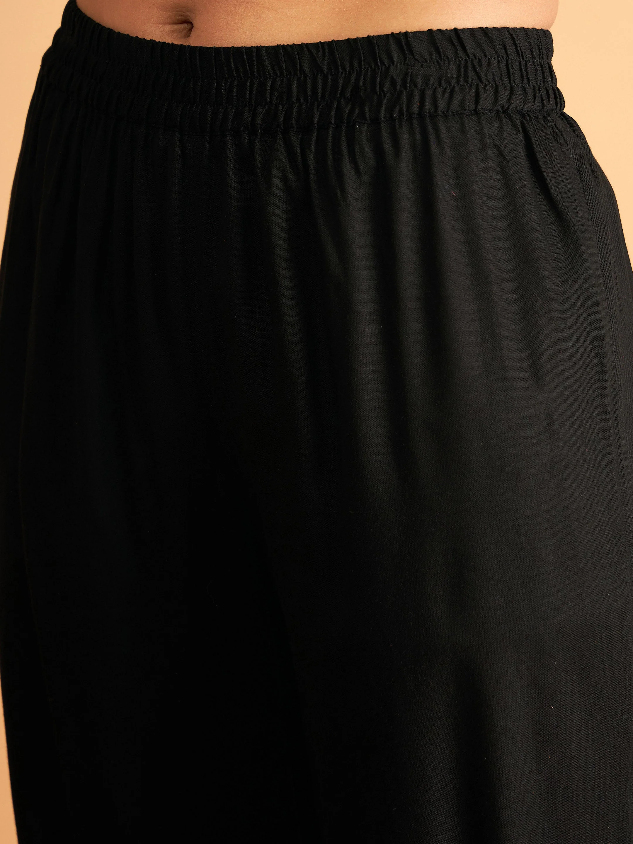 Women Black Embroidered A Line Top With Straight Pants - Image 5