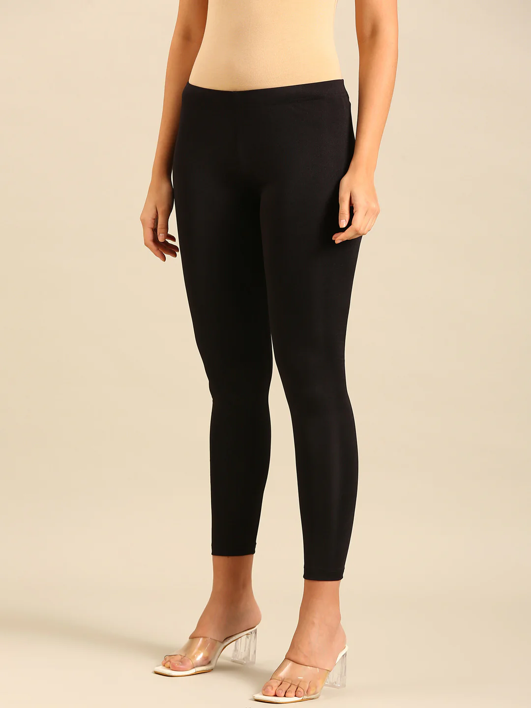 Women Black Festive Leggings - Image 2