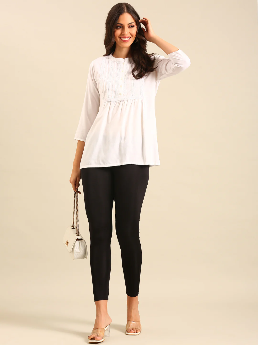 Women Black Festive Leggings - Image 5