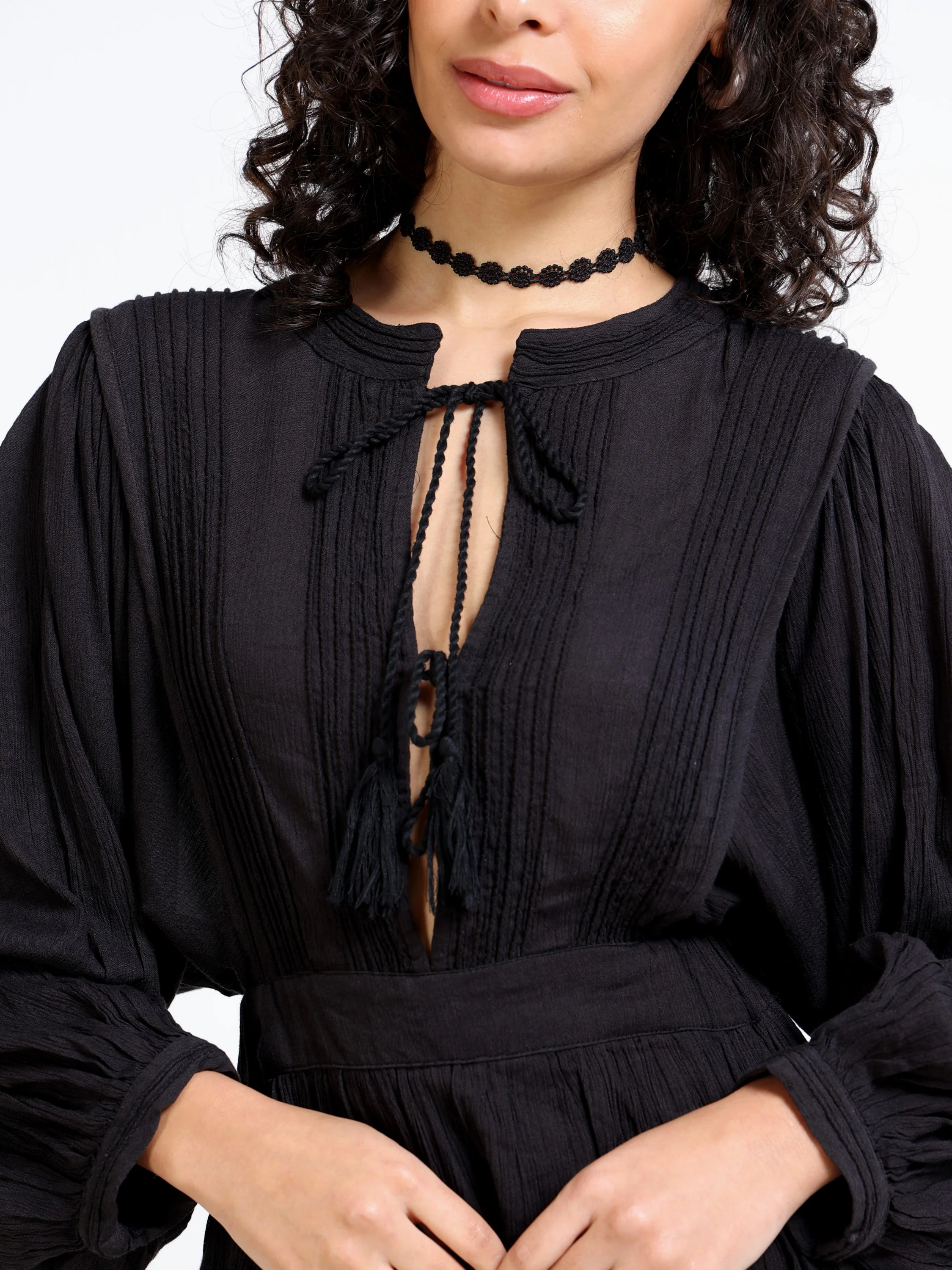 Women Black Flared Midi Dress - Image 6