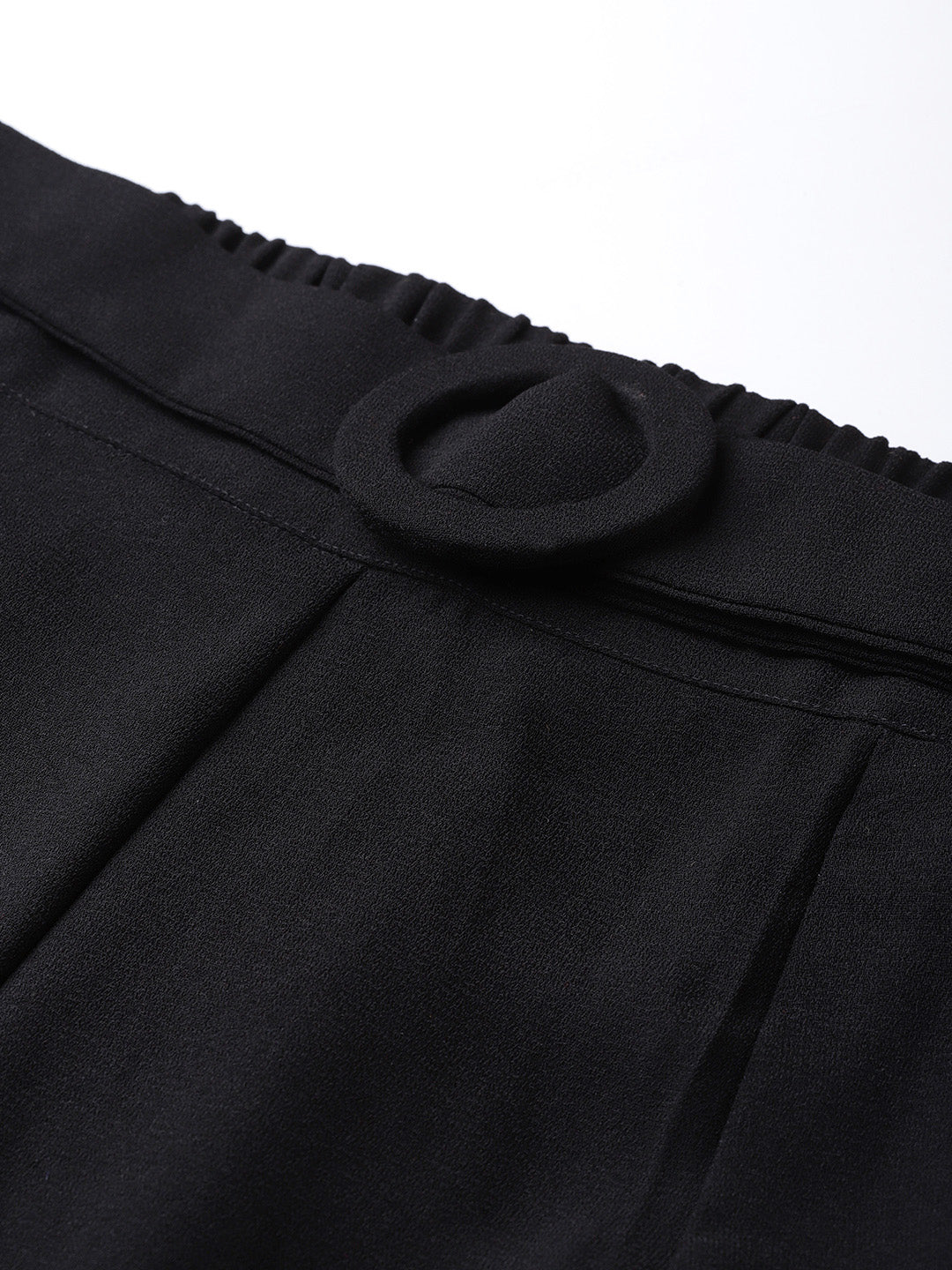 Women Black Flared Buckle Belted Pant - Image 5