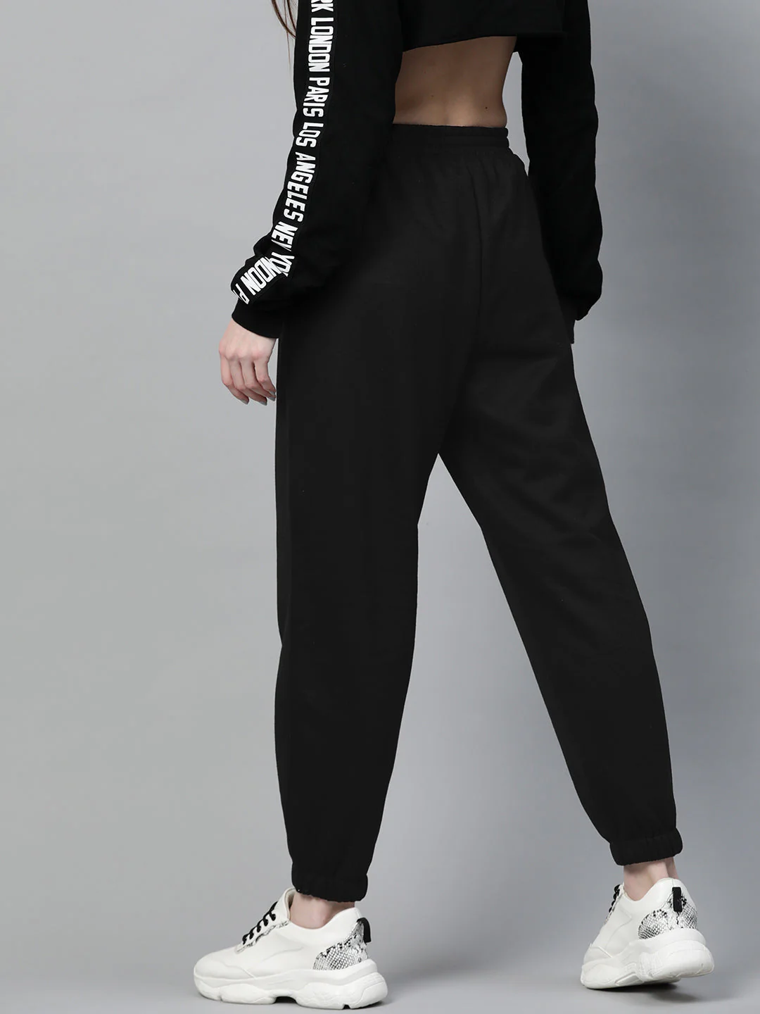 Women Black Fleece Jogger - Image 3