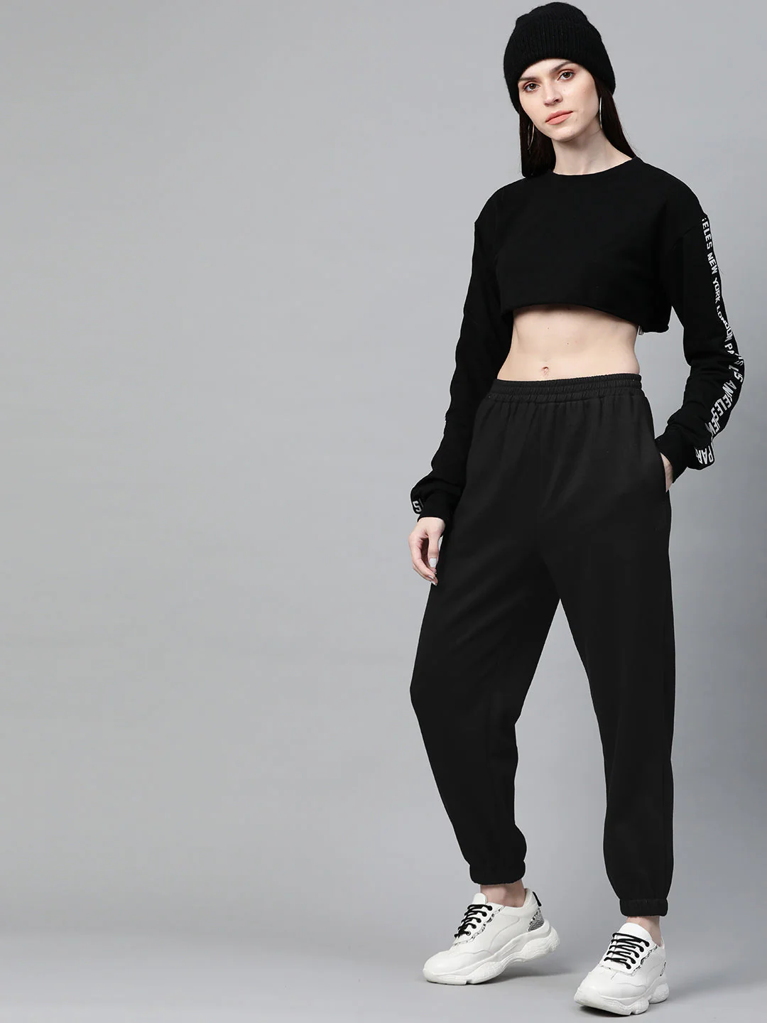 Women Black Fleece Jogger - Image 4