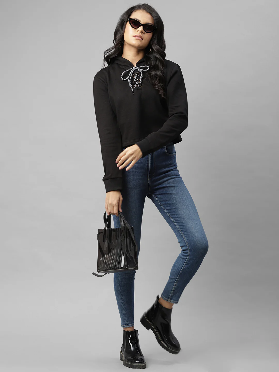 Women Black Fleece Sweatshirt - Image 4