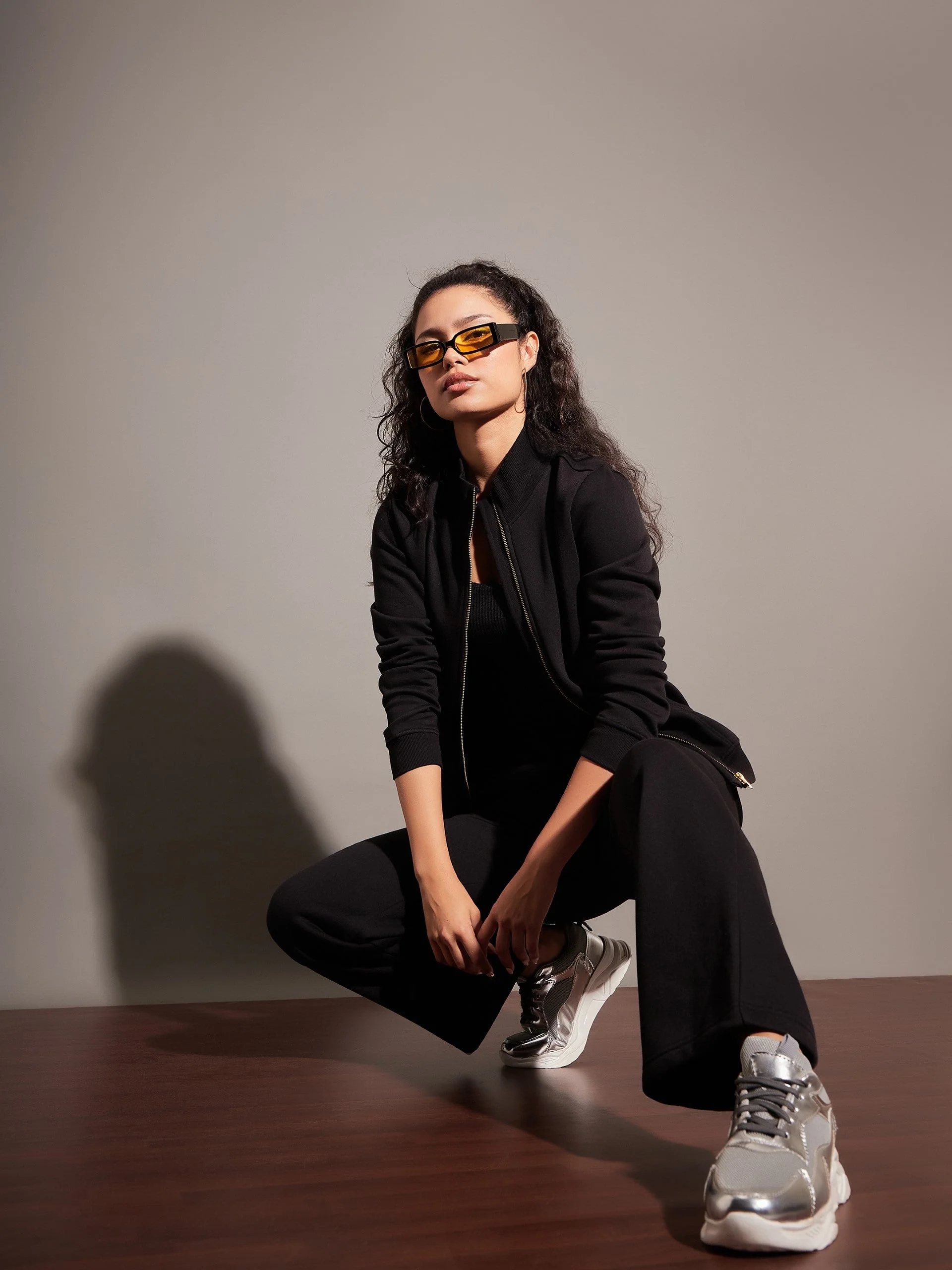 Women Black Fleece Track Pants - Image 6