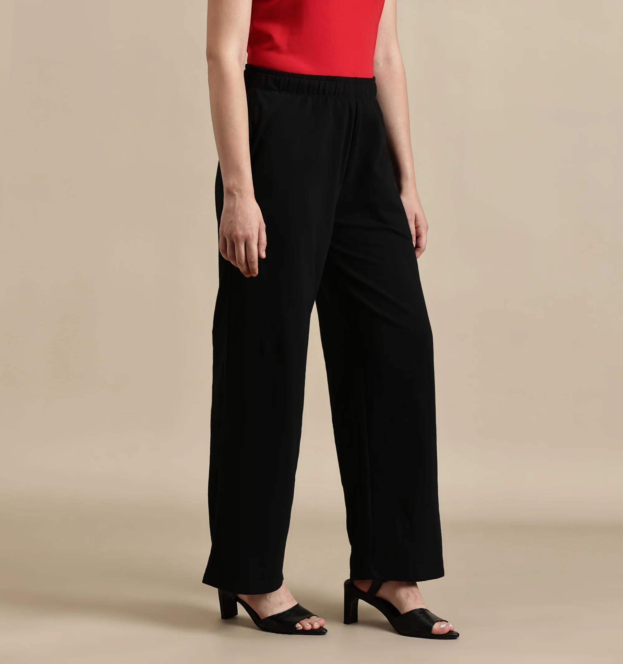 Women Black French Terry Pant - Image 2