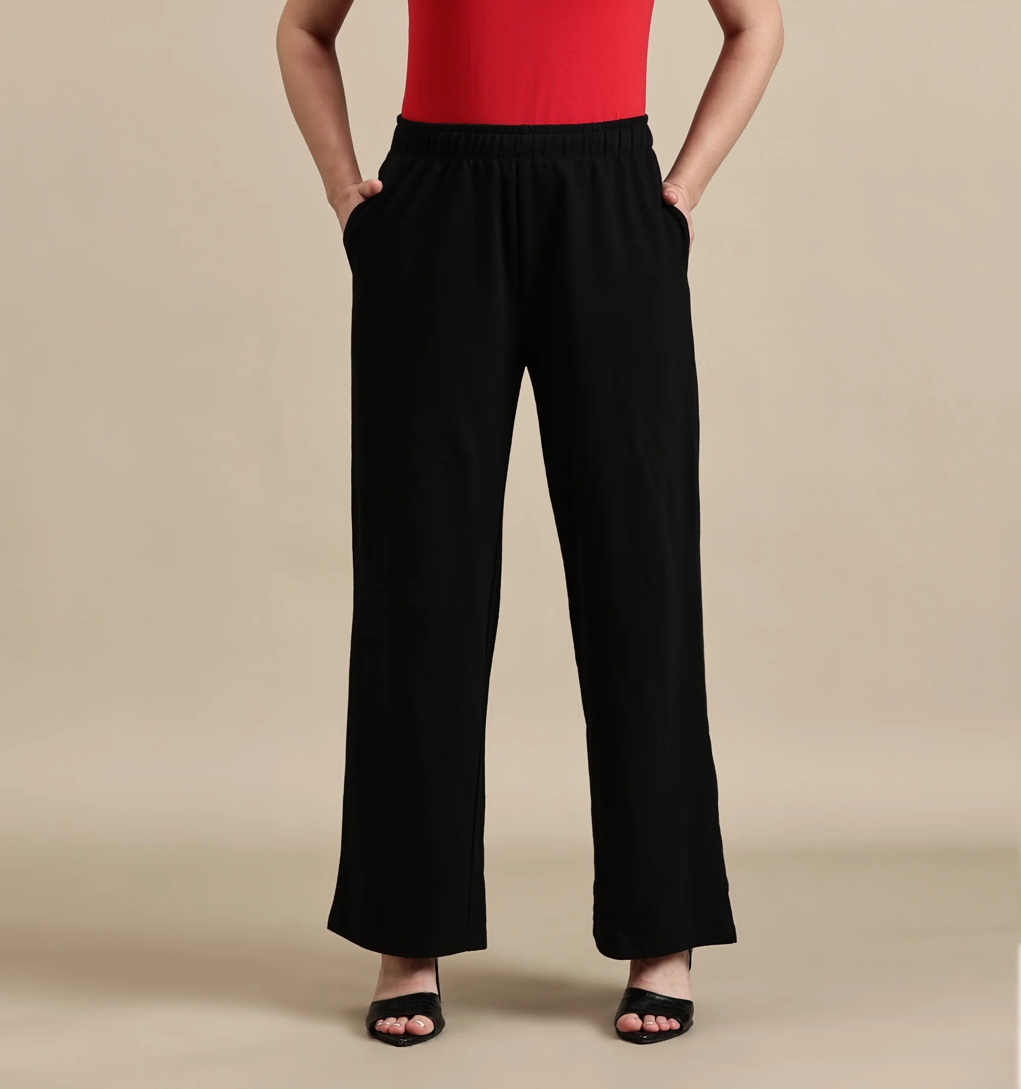 Women Black French Terry Pant - Image 3
