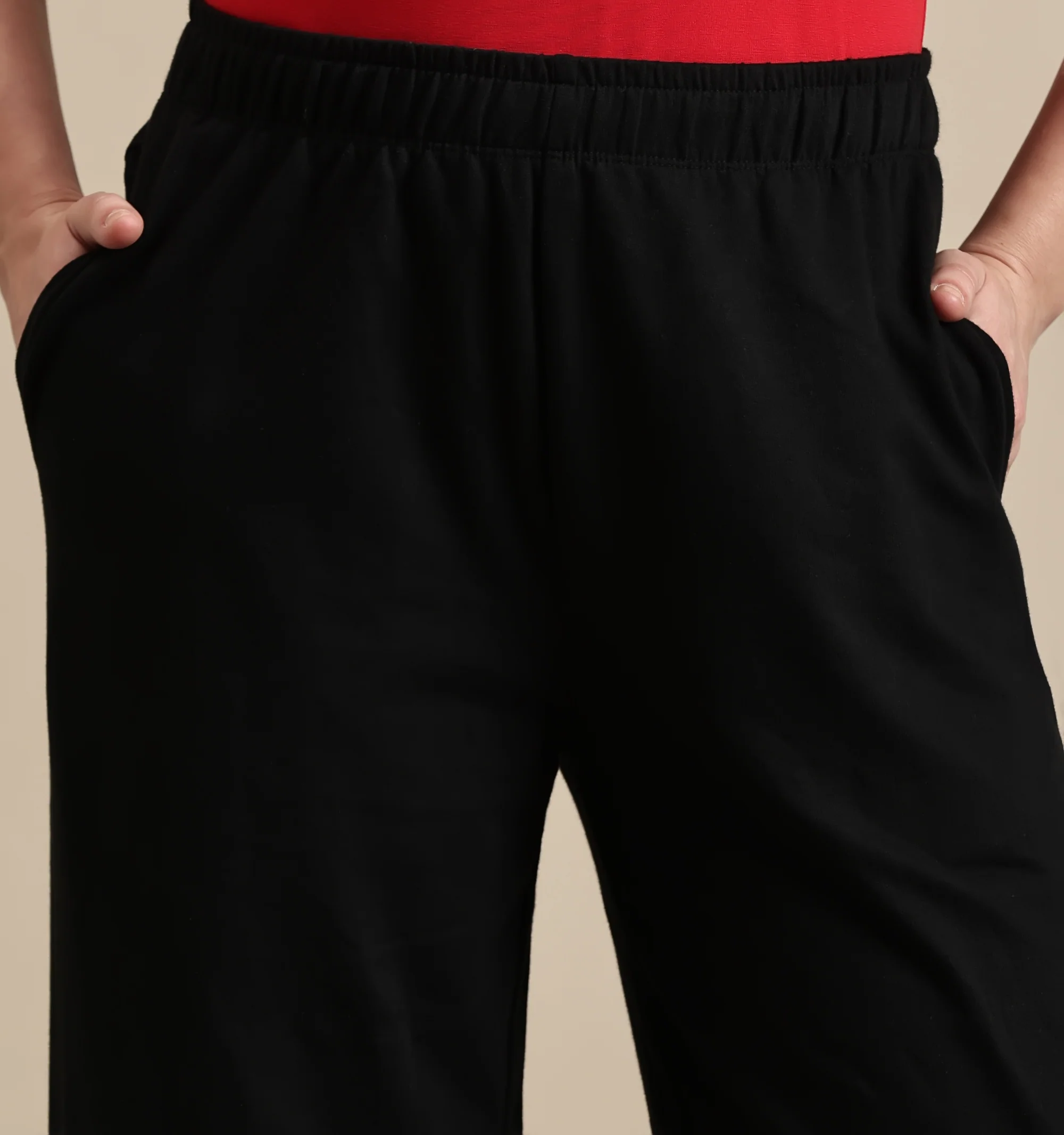 Women Black French Terry Pant - Image 4