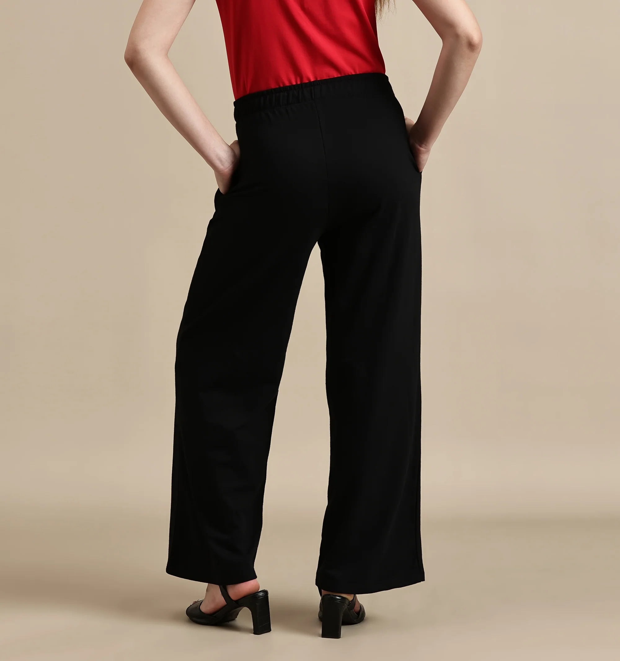 Women Black French Terry Pant - Image 5