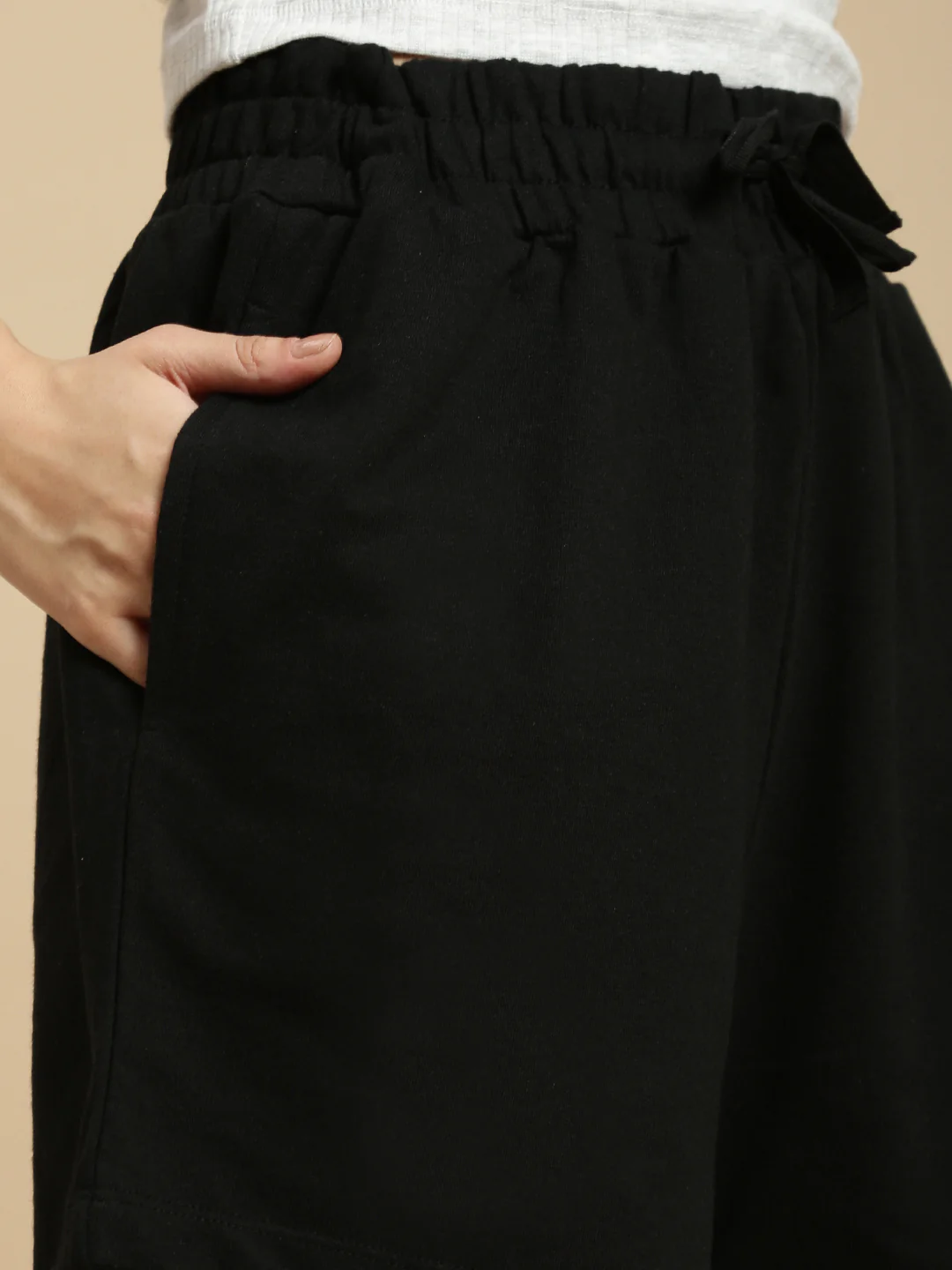 Women Black French Terry Short - Image 4