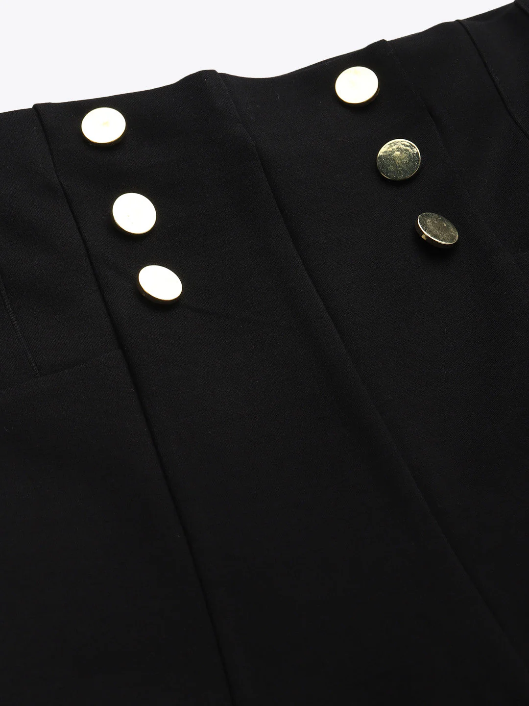 Women Black Front Button High Waist Jeggings - Image 5