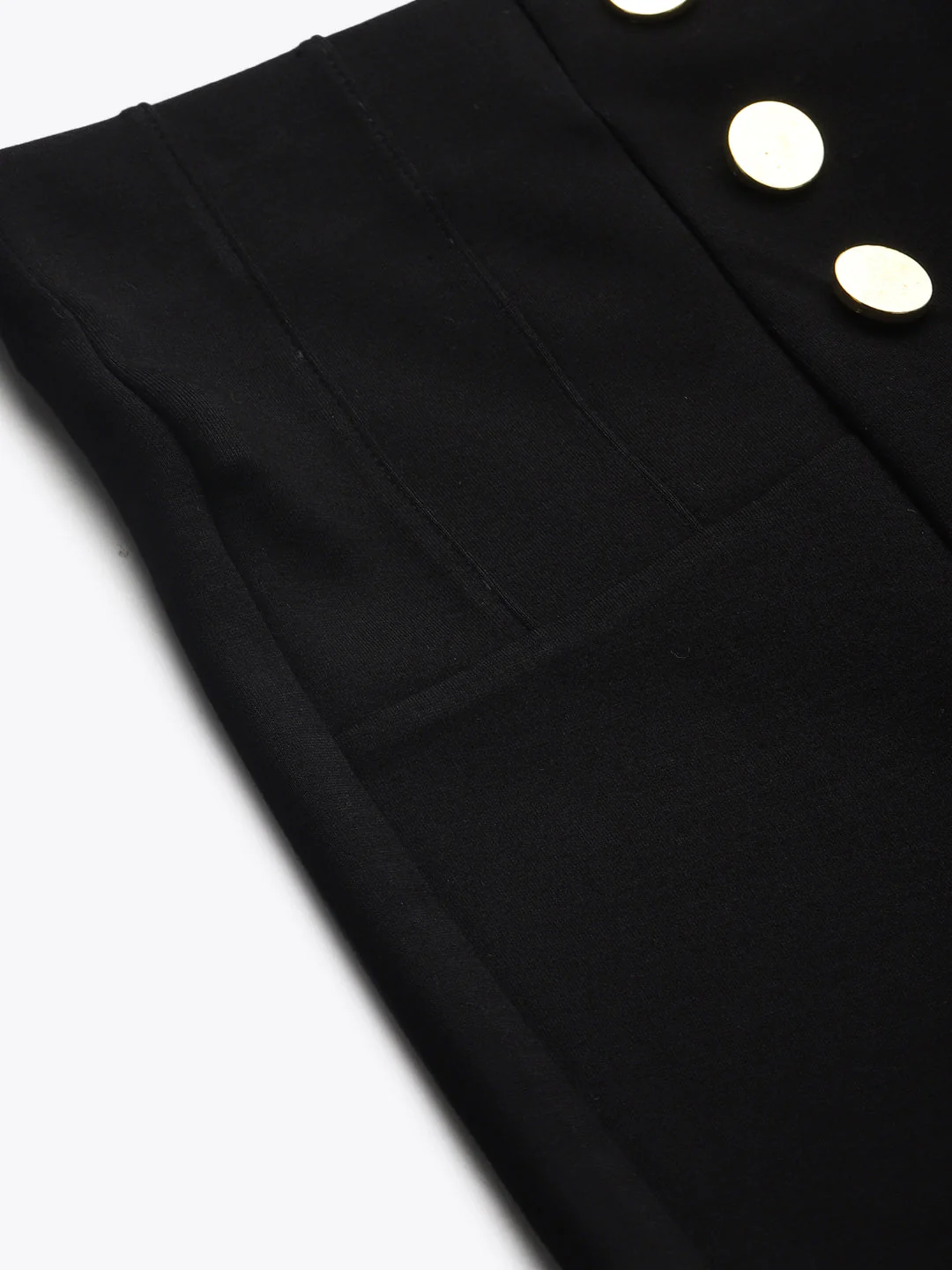 Women Black Front Button High Waist Jeggings - Image 6