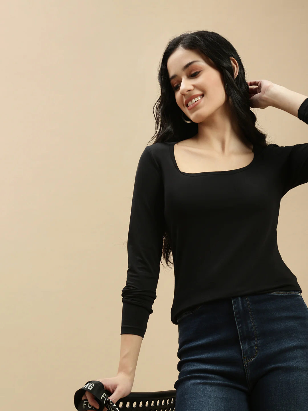 Women Black Full Sleeve Top - Image 2