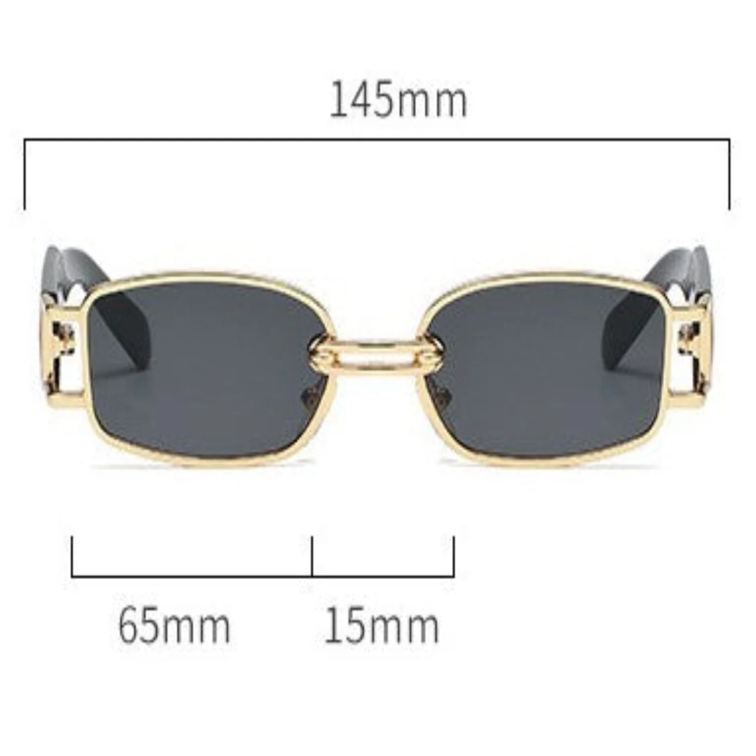 Women Black & Gold Rectangular Retro Sunglasses - Image 5