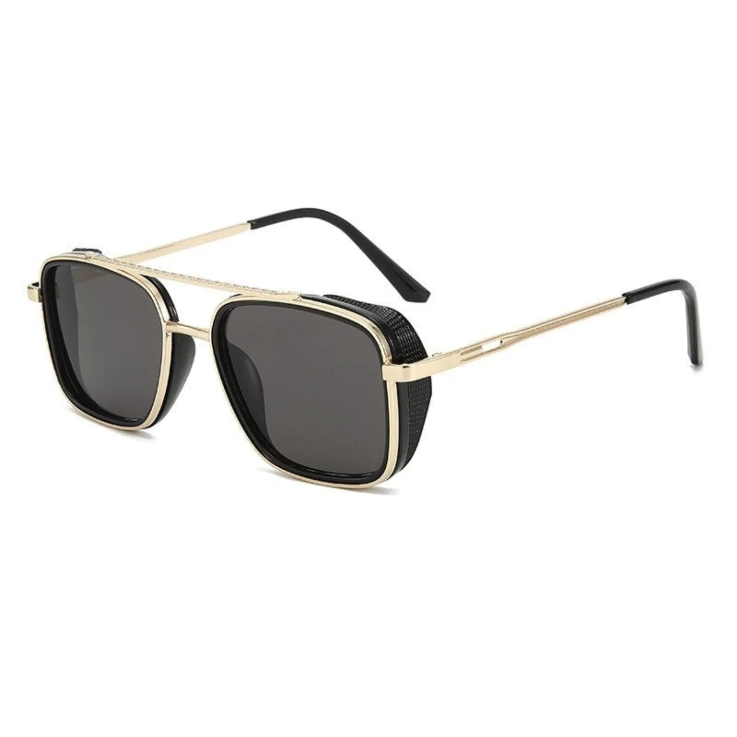 Women Black Gold Retro Sunglasses - Image 3