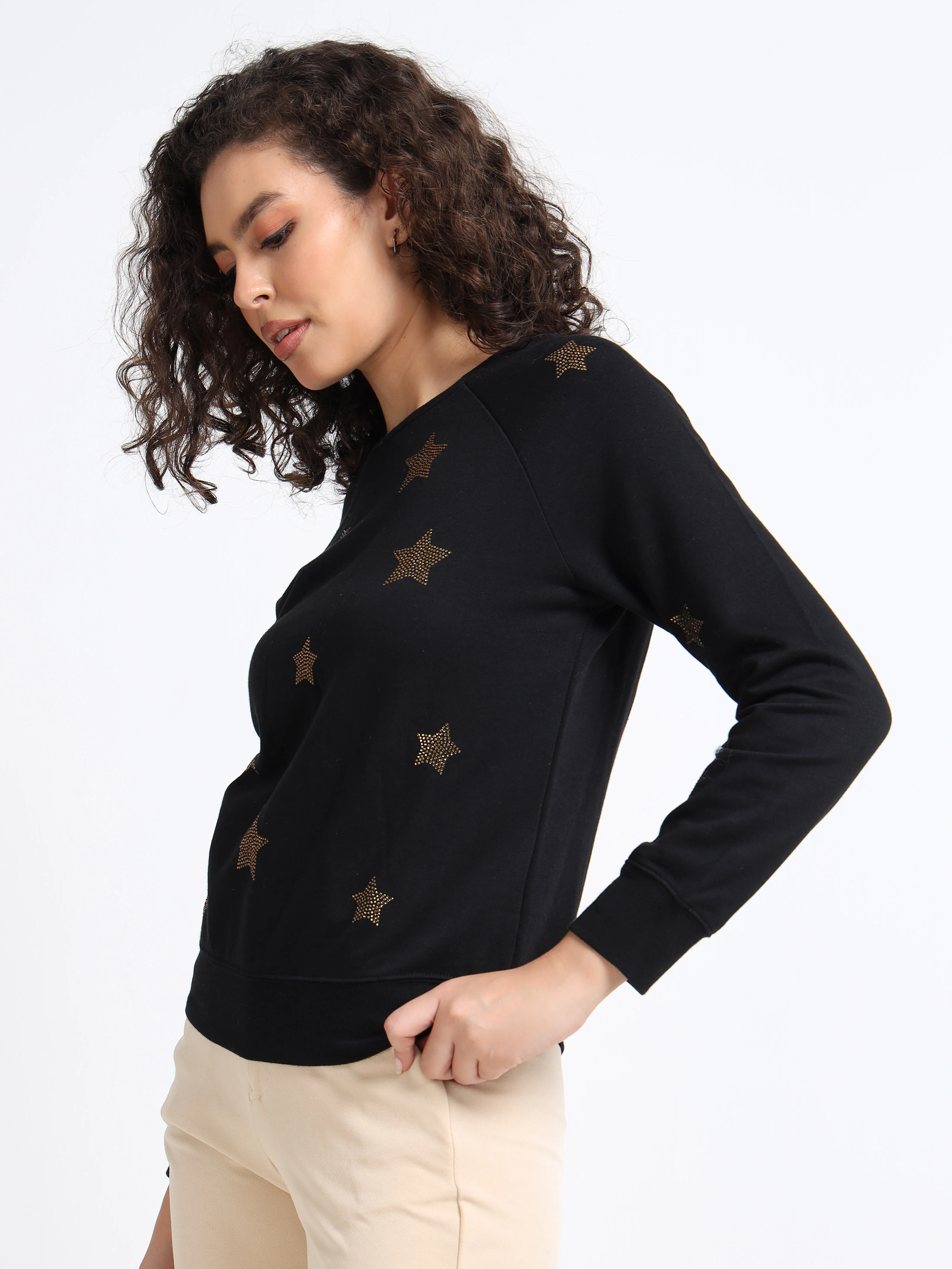 Women Black Gold Star Sweater - Image 5