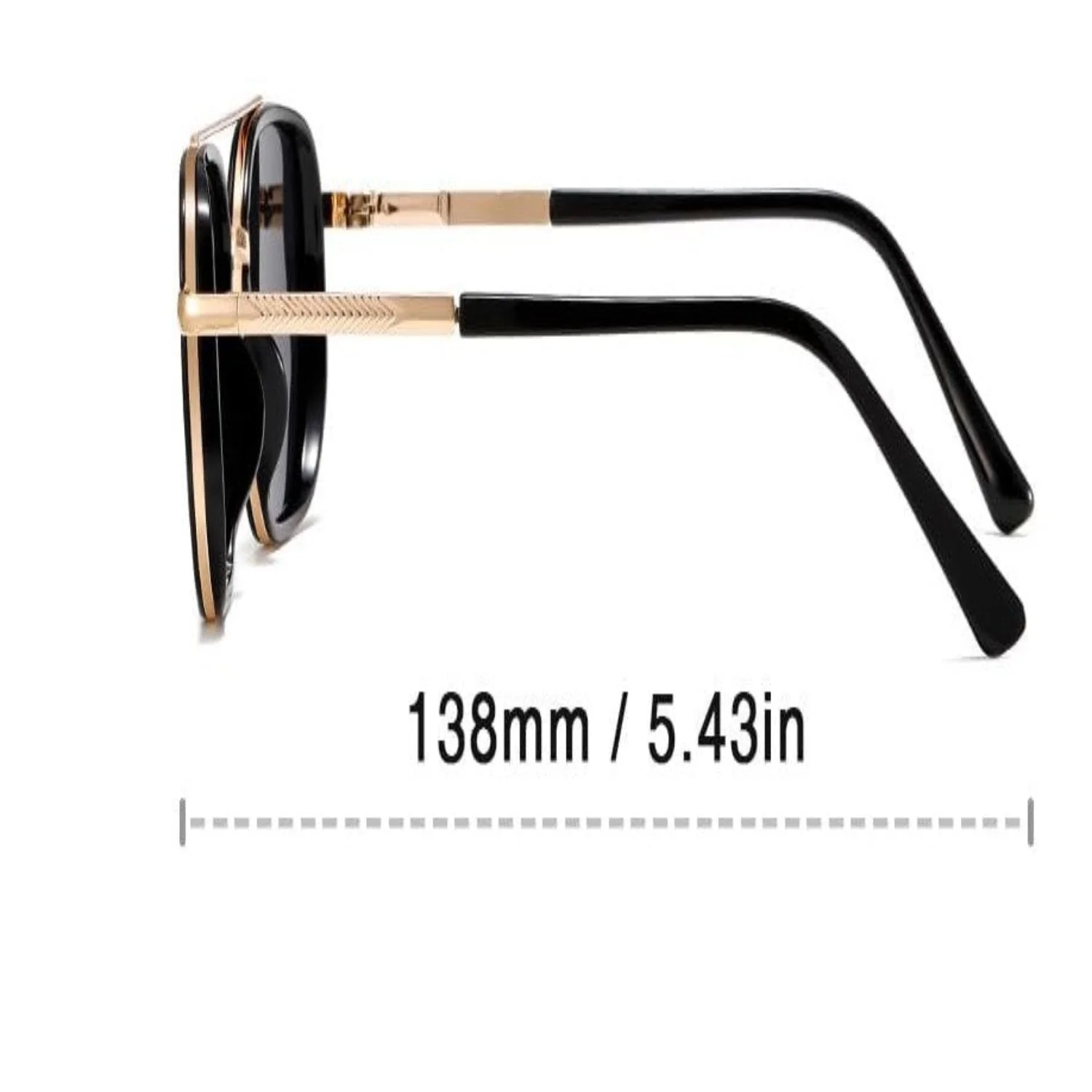 Women Black & Gold Tinted Retro Square Metal Sunglasses - Image 4