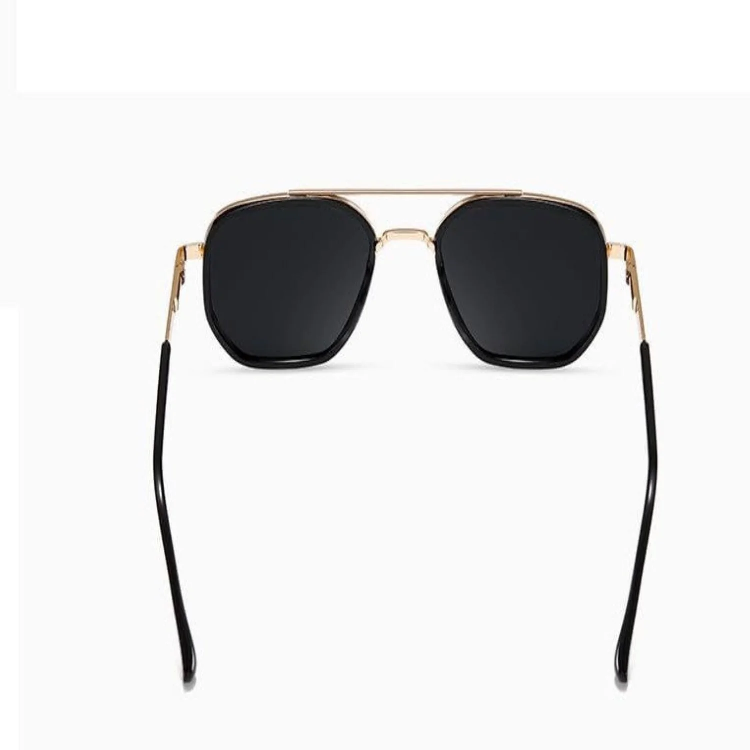 Women Black & Gold Tinted Retro Square Metal Sunglasses - Image 5