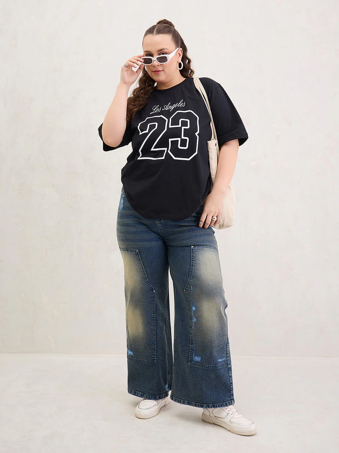 Women Black Graphic LOS ANGELES 23 Print T-Shirt - Image 2