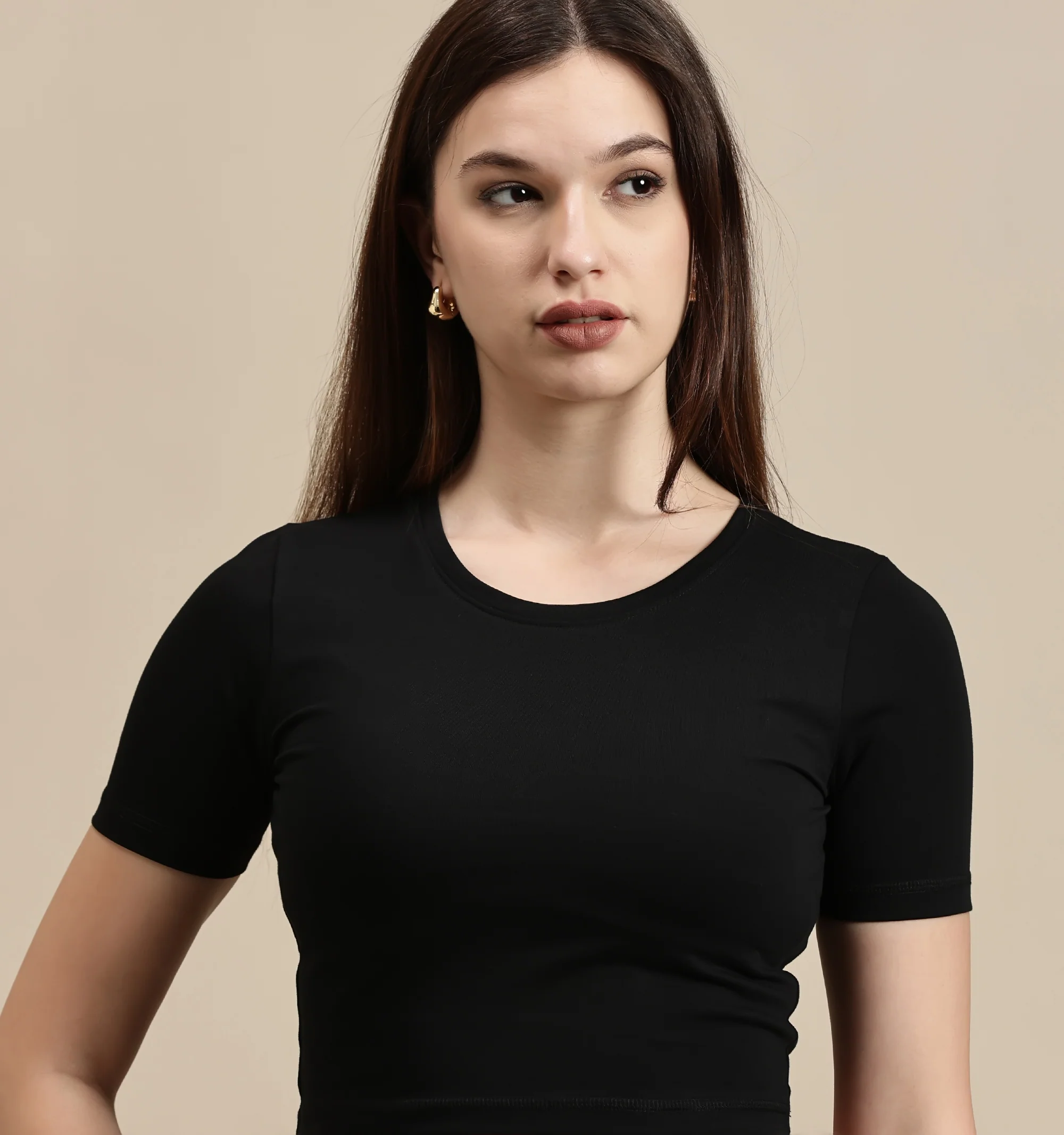 Women Black Half Sleeve Crop Top - Image 4