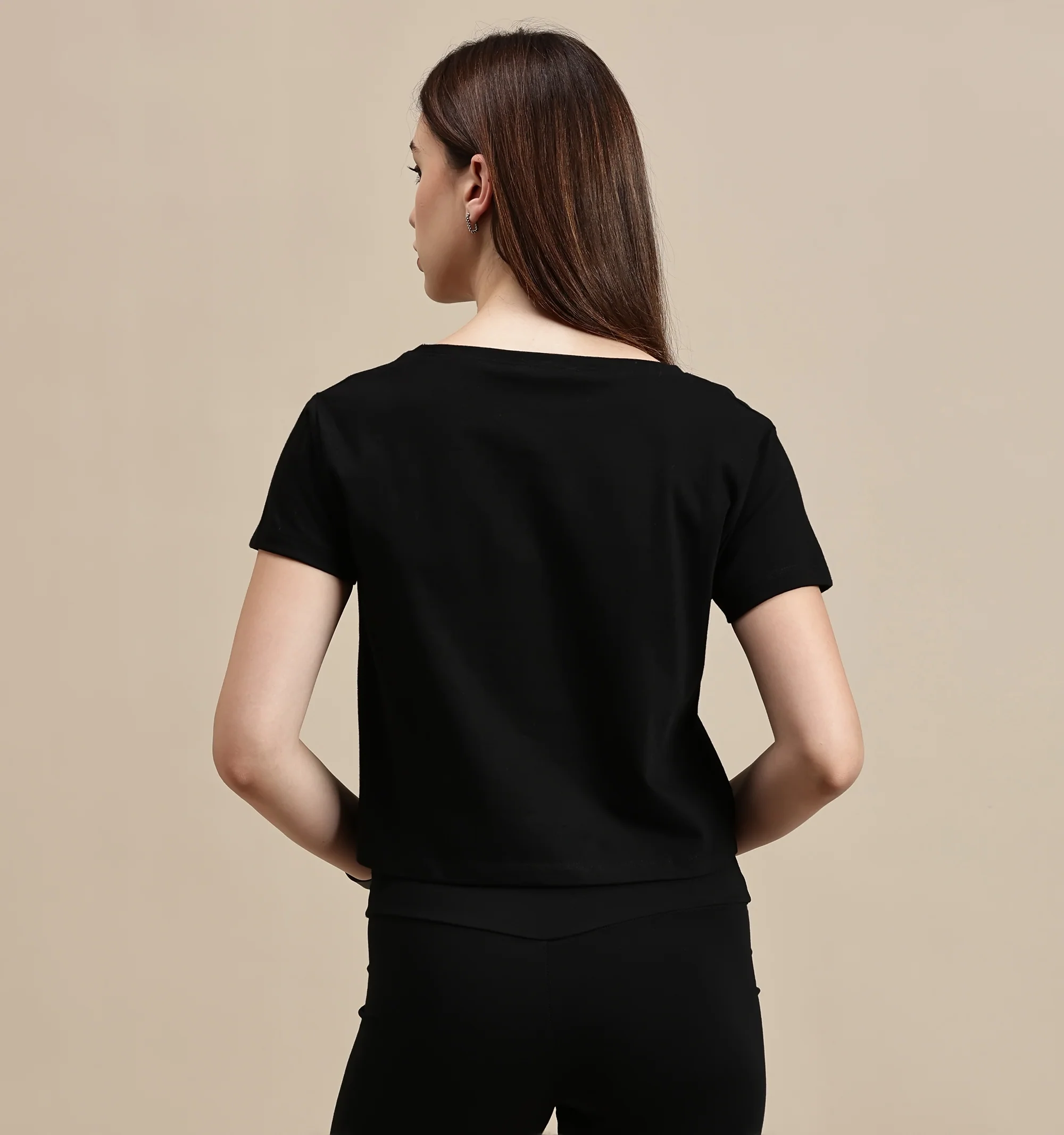 Women Black Half Sleeve Crop Top - Image 3