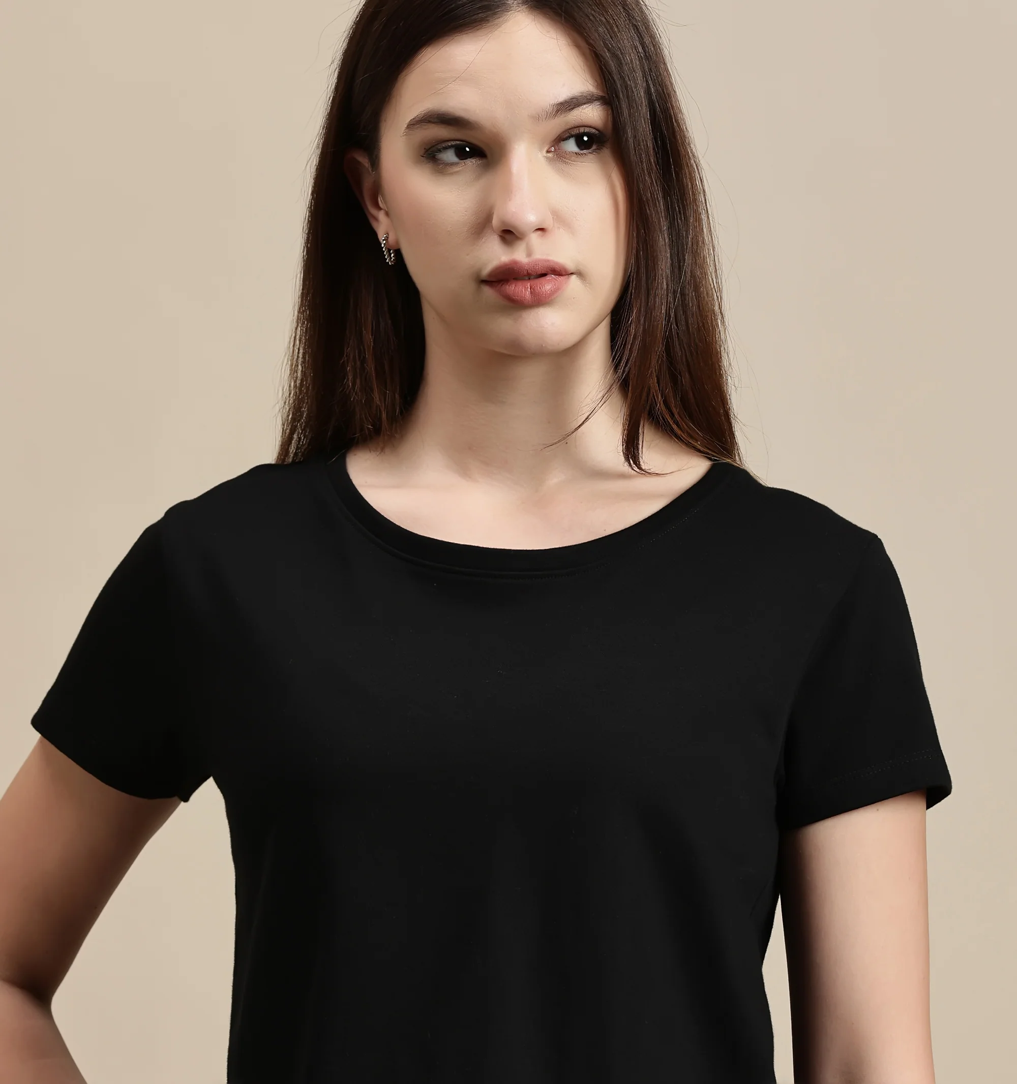 Women Black Half Sleeve Crop Top - Image 4