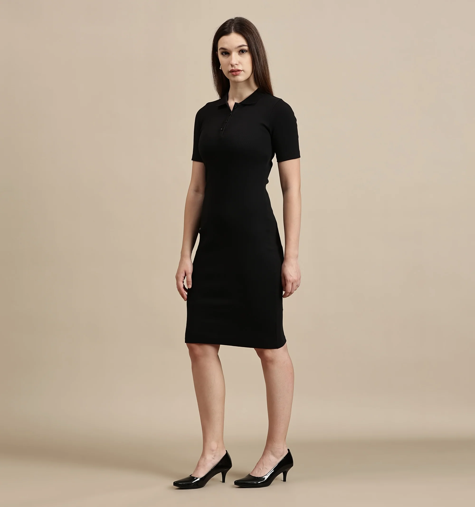 Women Black Half Sleeve Dress - Image 4