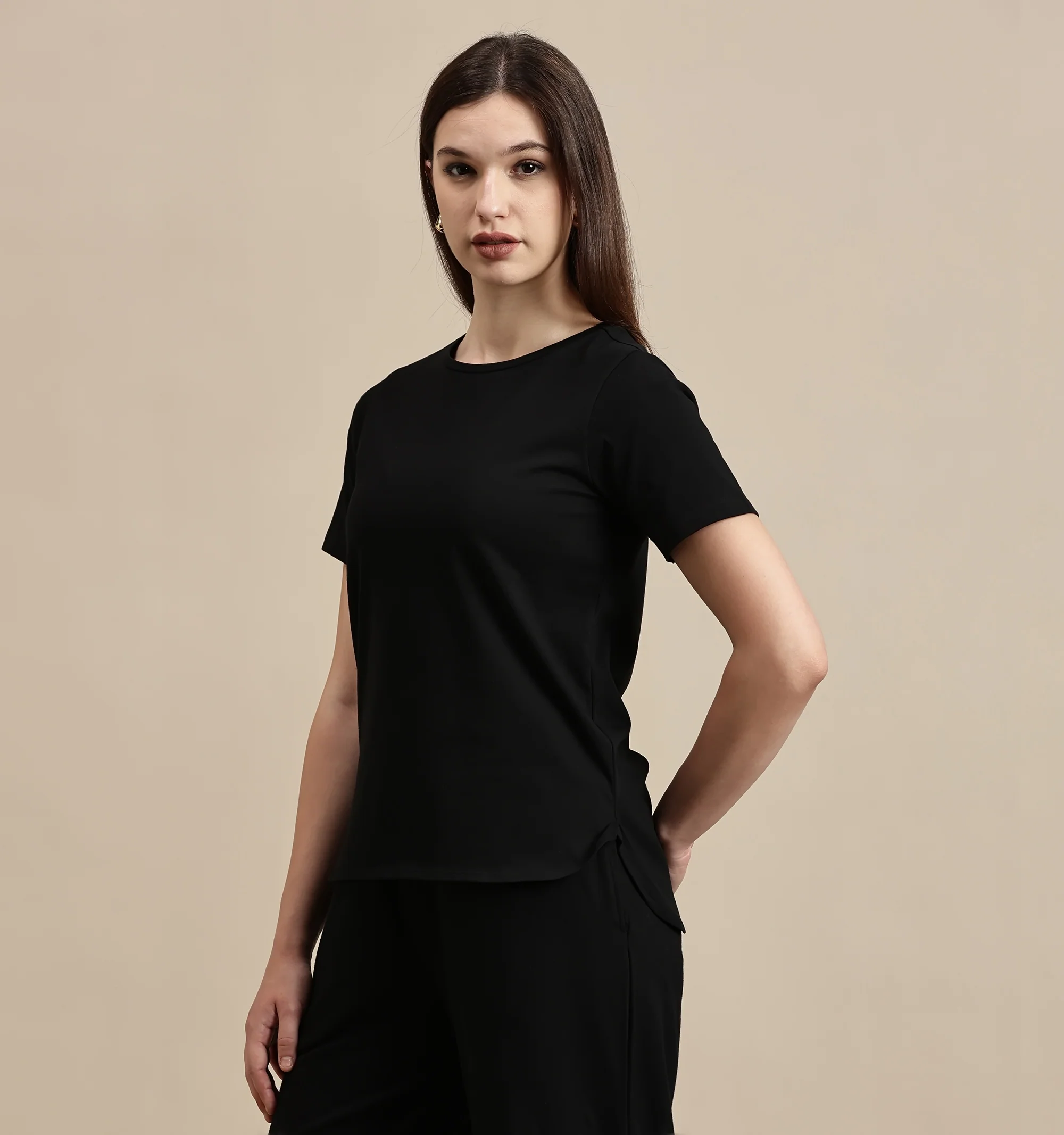 Women Black Half Sleeve Top - Image 2