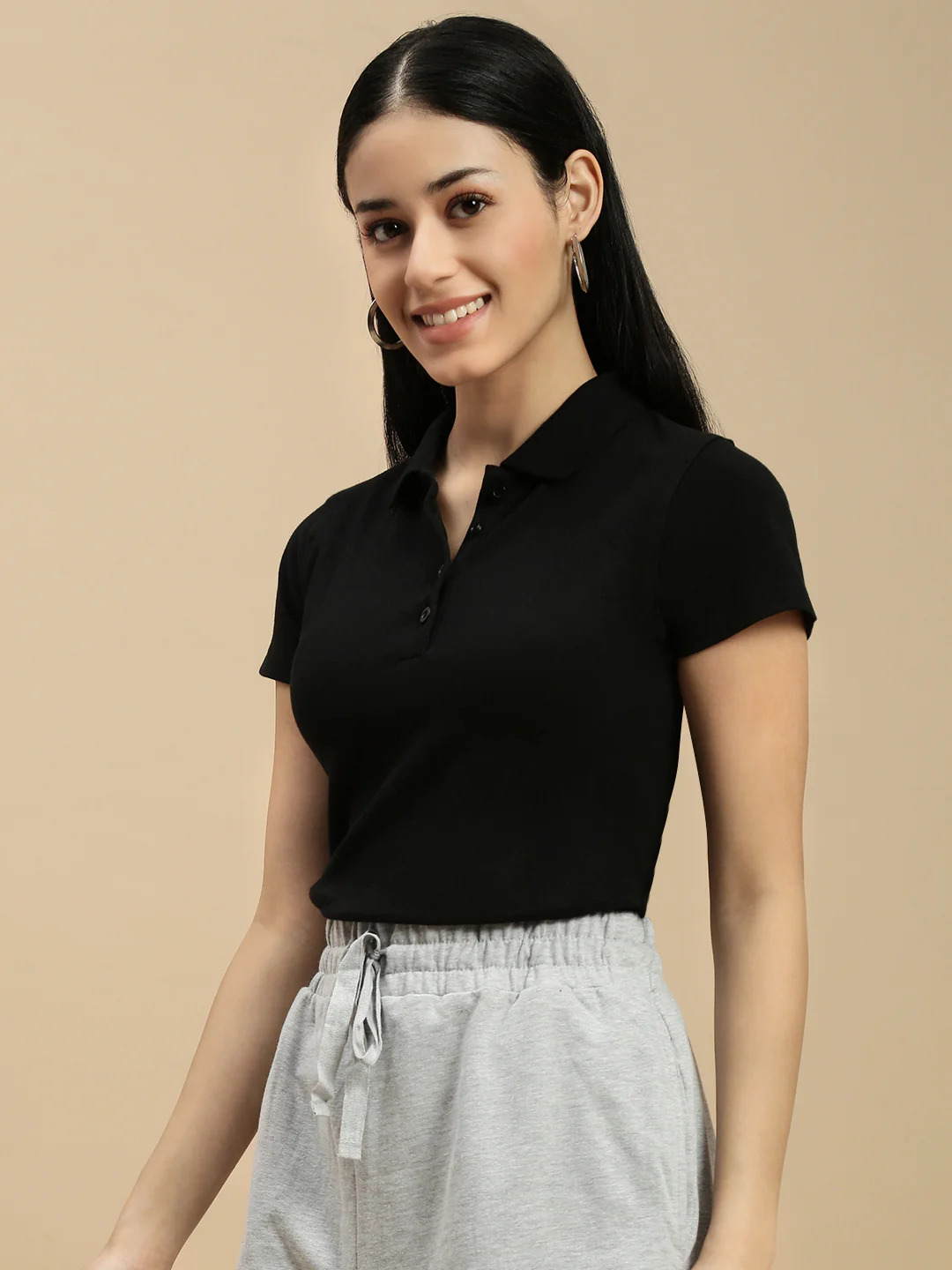 Women Black Half Sleeve Top - Image 6