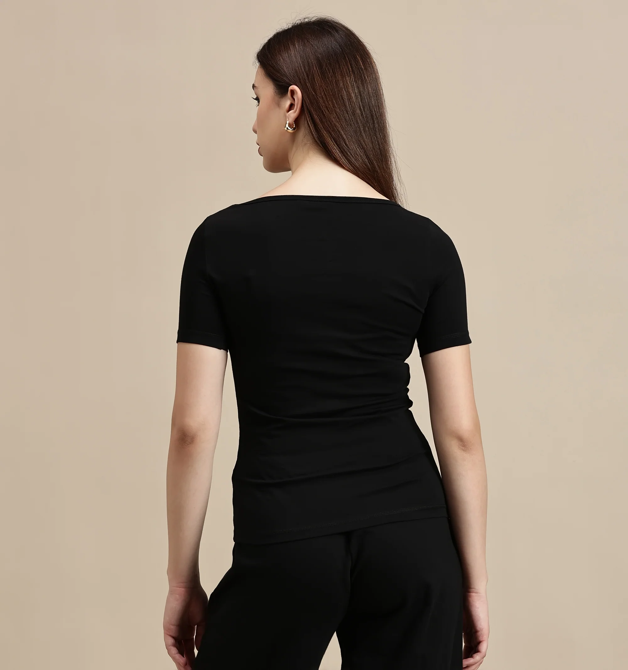 Women Black Half Sleeve Top - Image 3