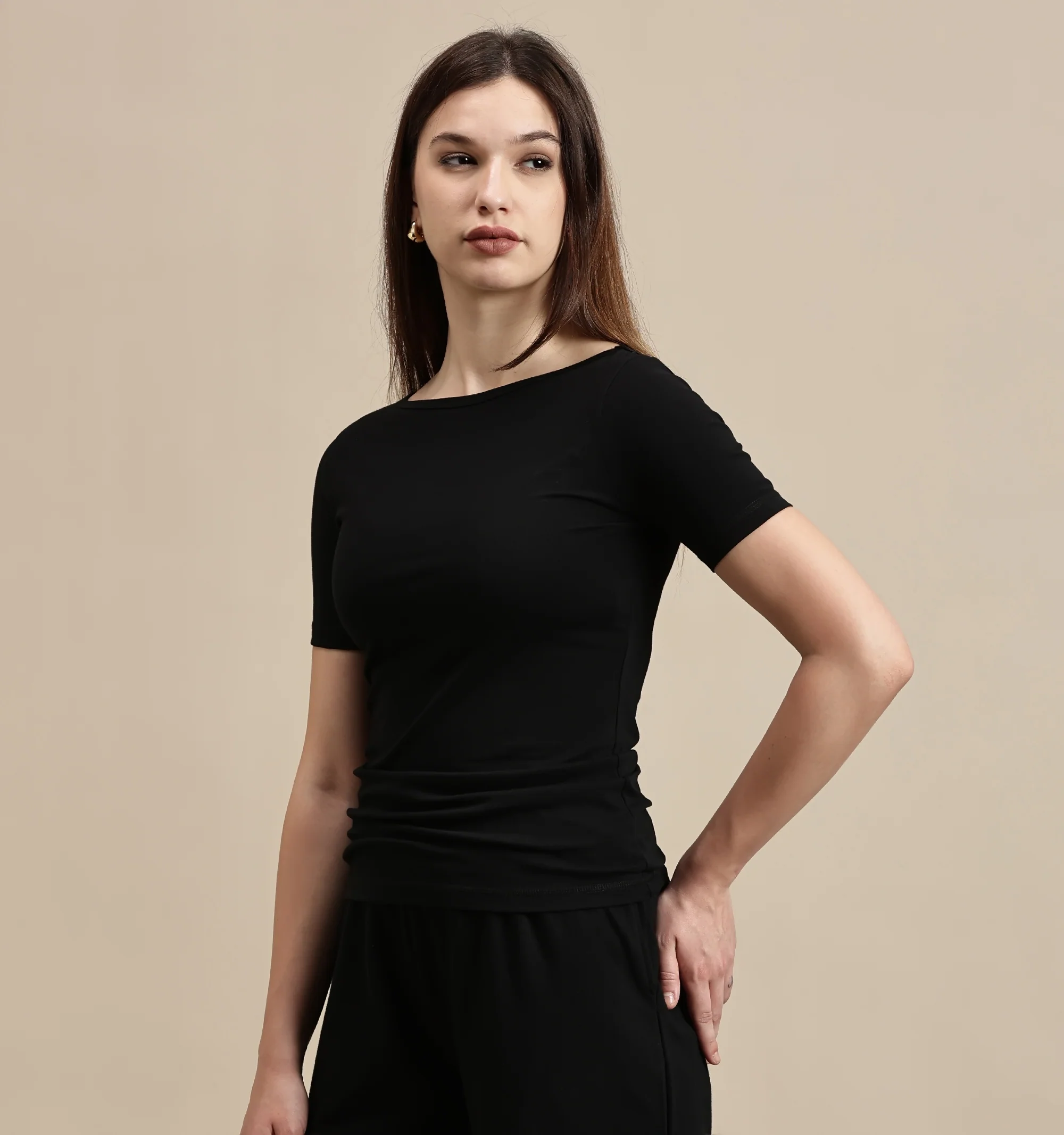 Women Black Half Sleeve Top - Image 6