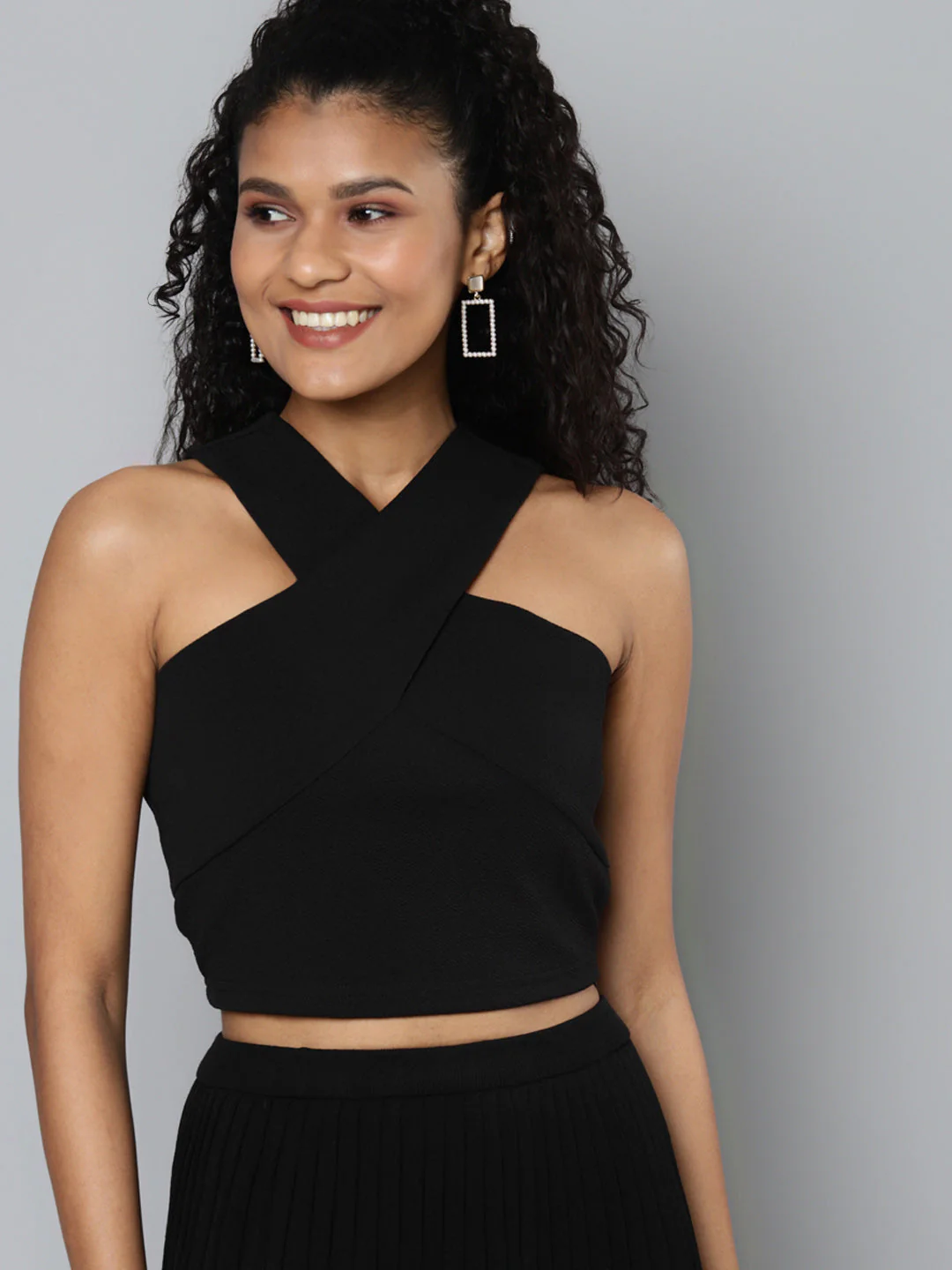 Women Black Halter Neck Top - Image 2