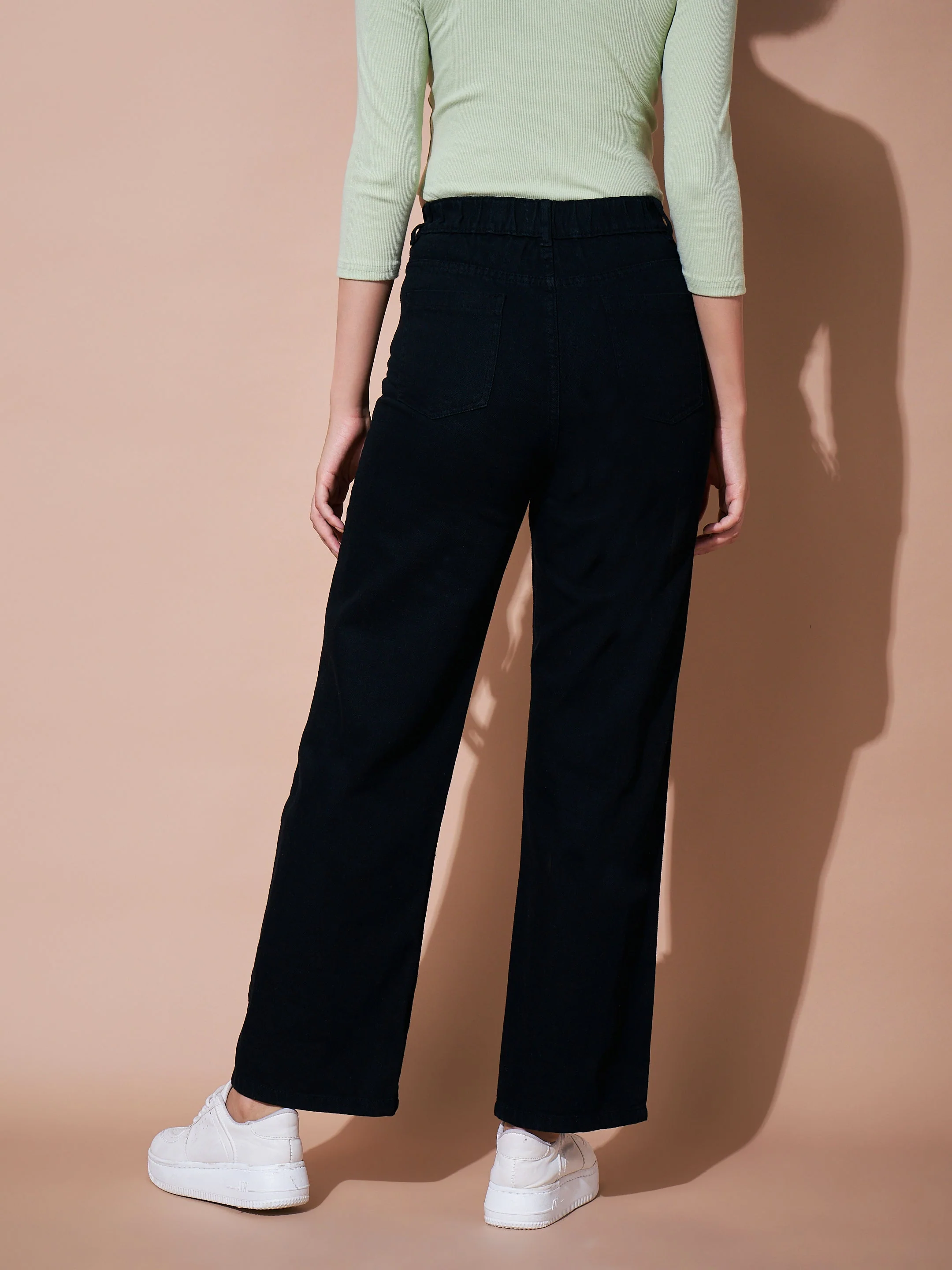 Women Black Heavy Distress Straight Jeans - Image 5
