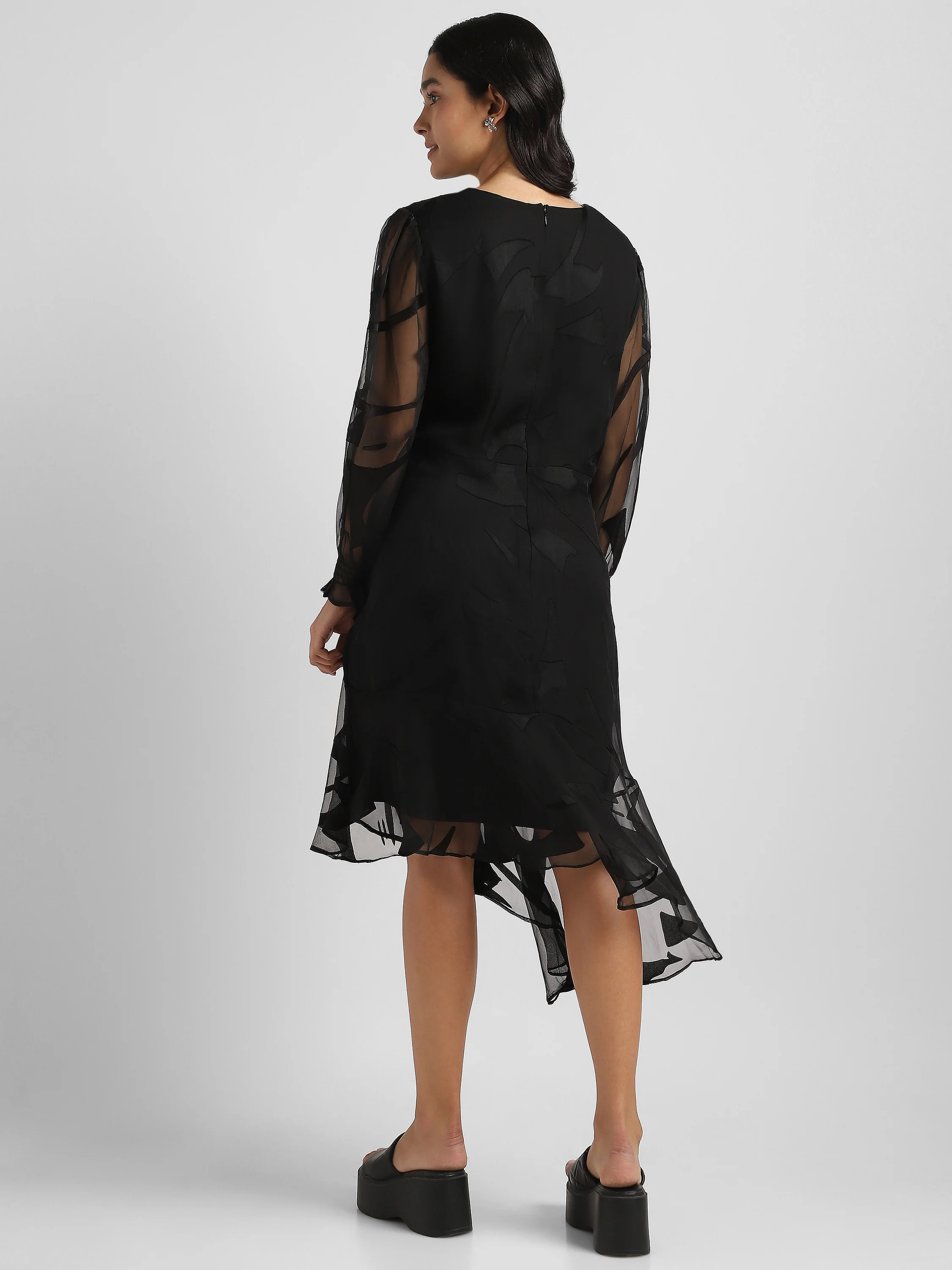 Women Black High Low hem party dress - Image 2