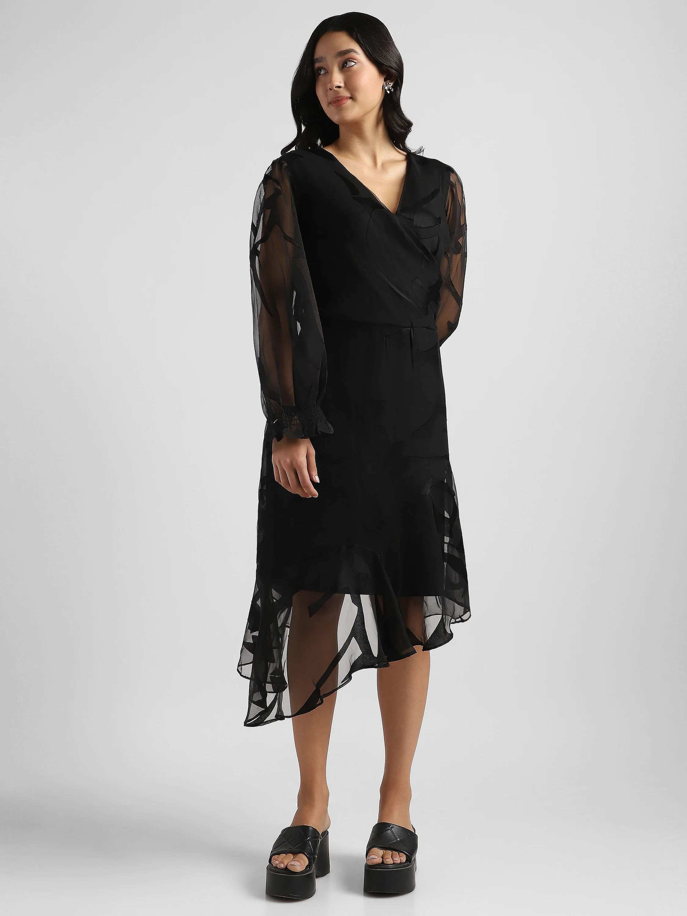Women Black High Low hem party dress - Image 4