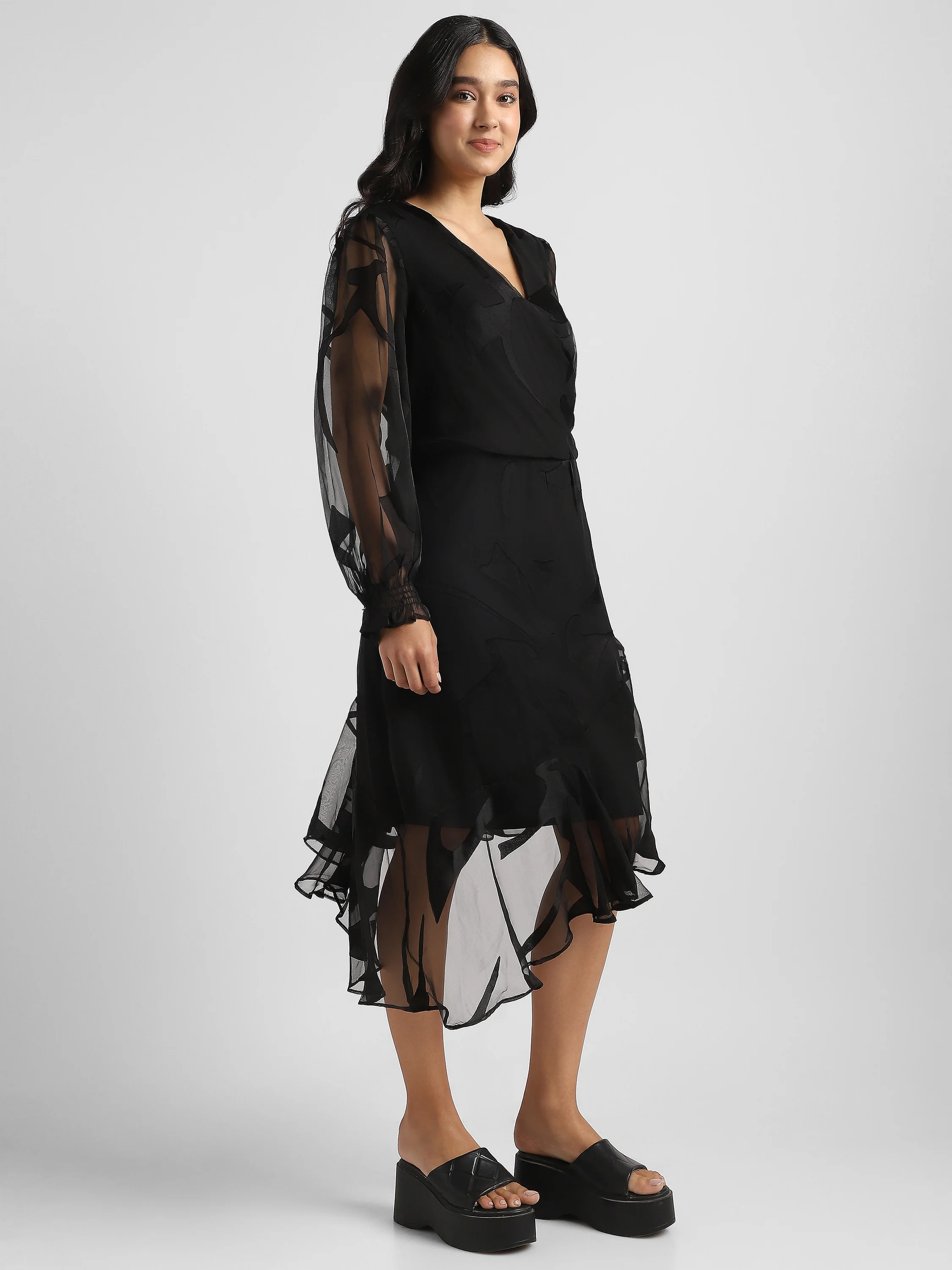 Women Black High Low hem party dress - Image 6