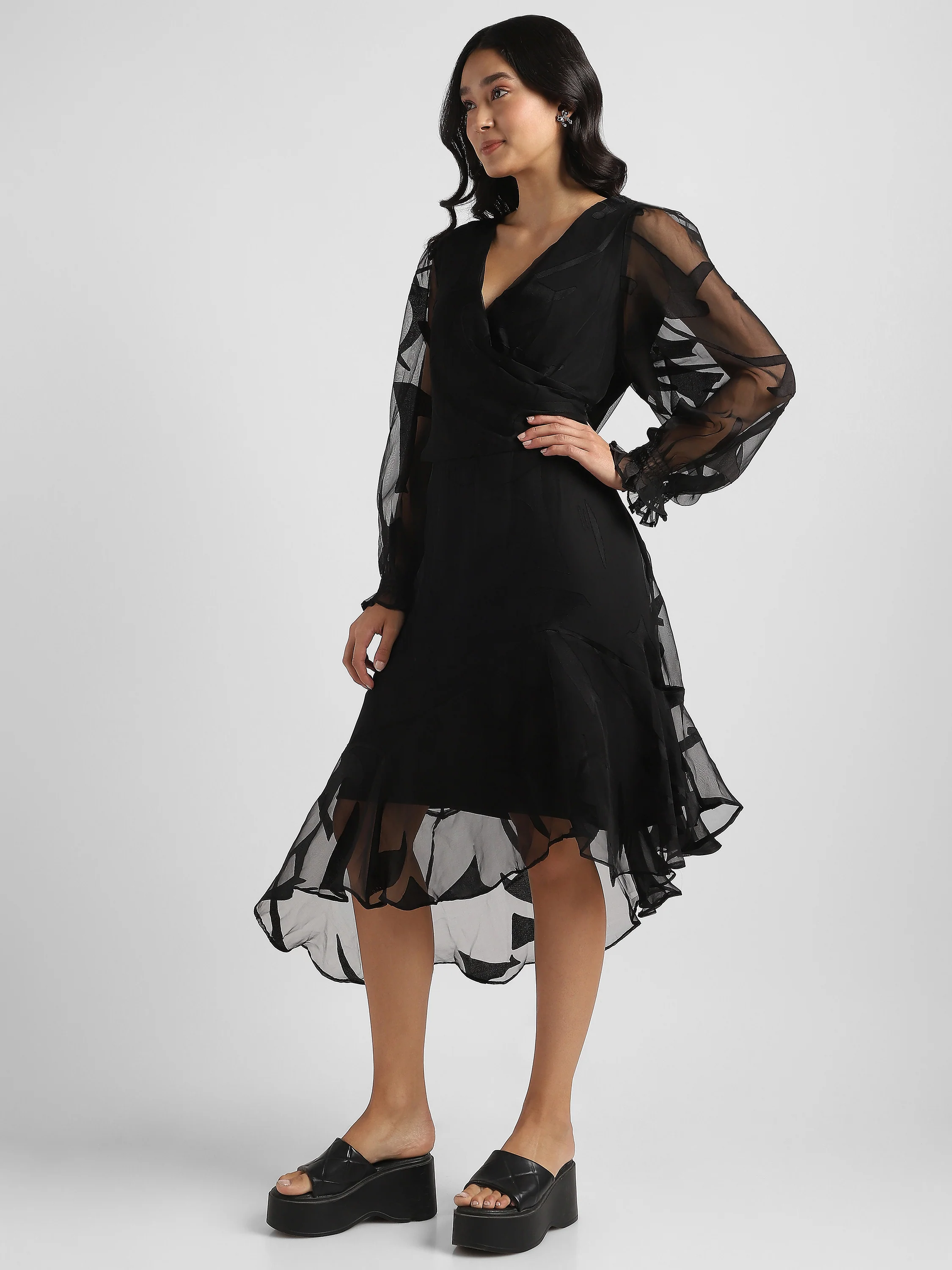 Women Black High Low hem party dress - Image 7