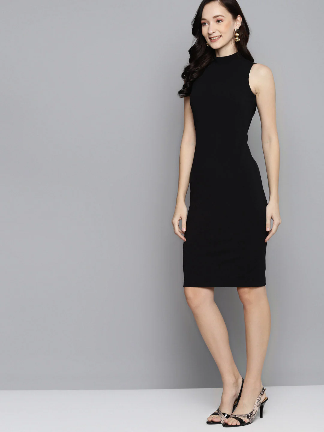 Women Black High Neck Sleeveless Bodycon - Image 2