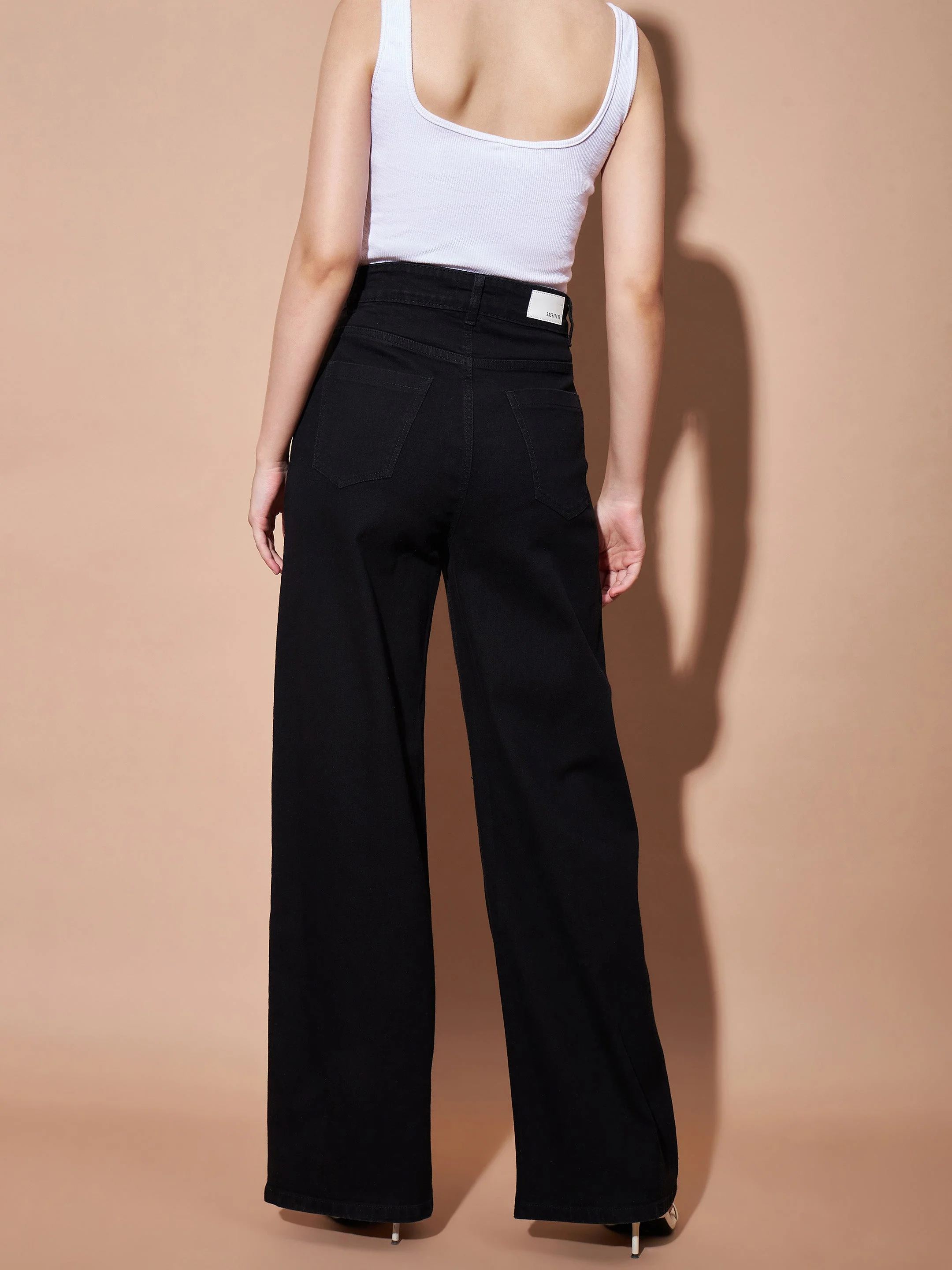 Women Black High Waist Straight Jeans - Image 2