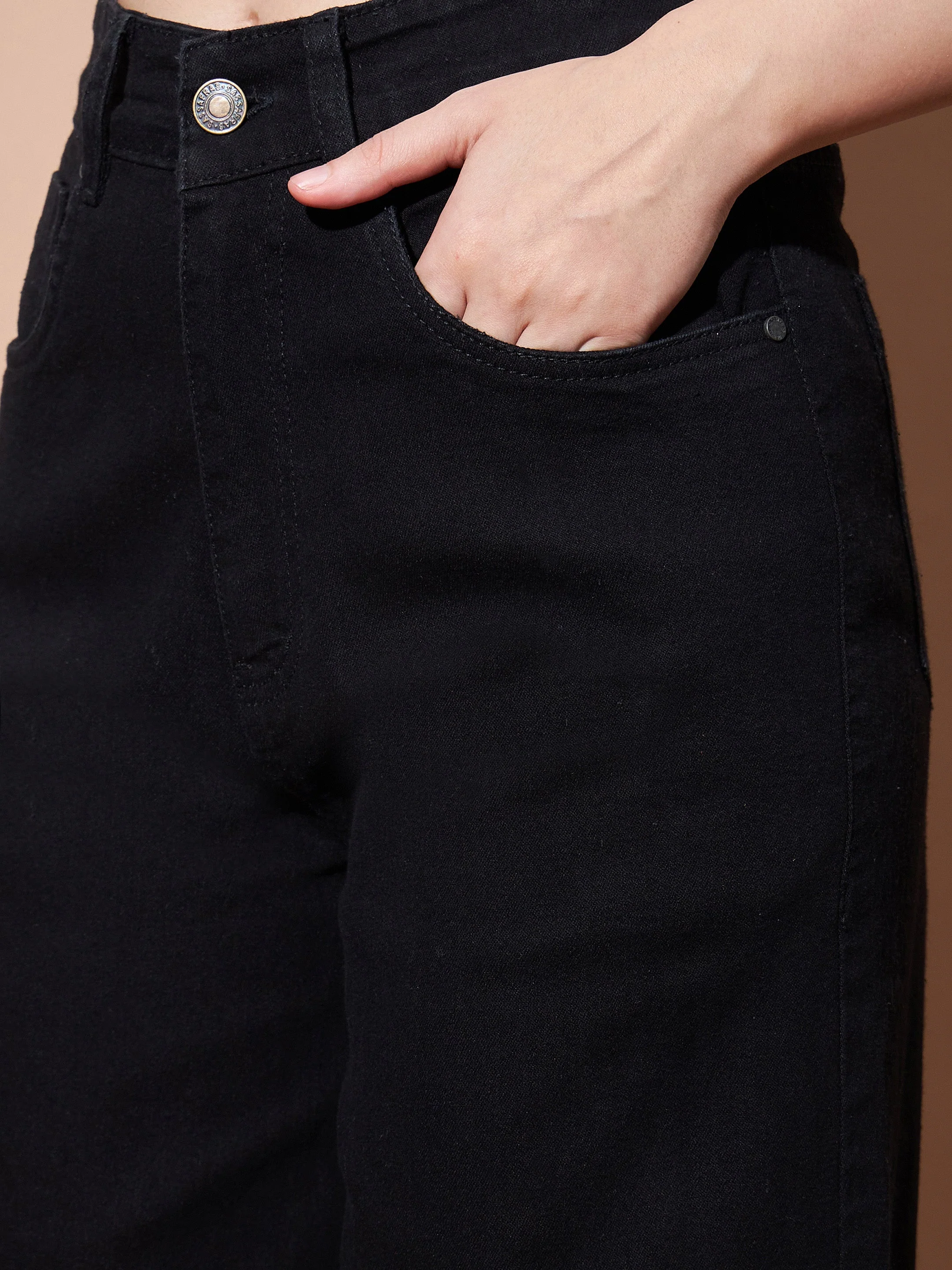 Women Black High Waist Straight Jeans - Image 3