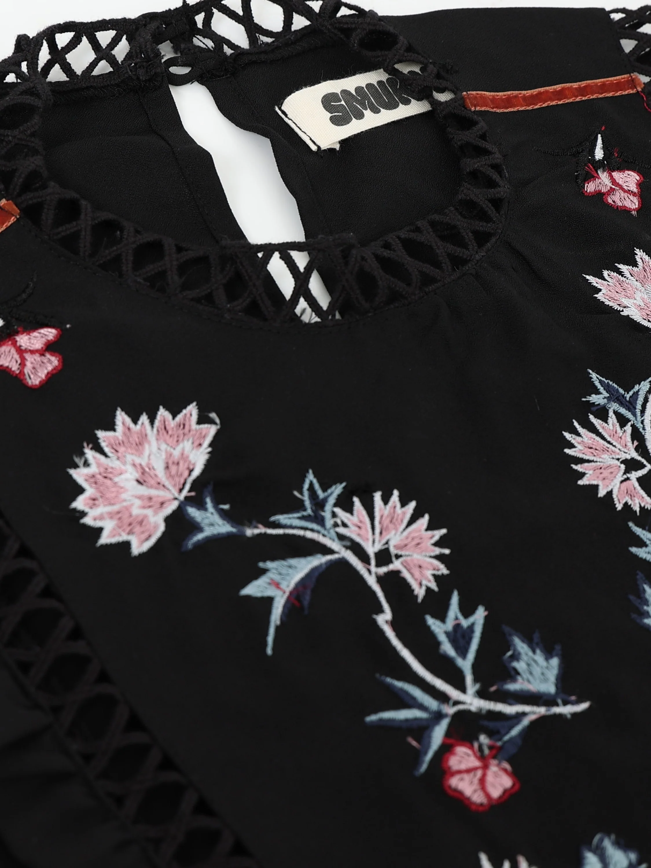 Women Black Lace & Embroidered Party Top - Image 4
