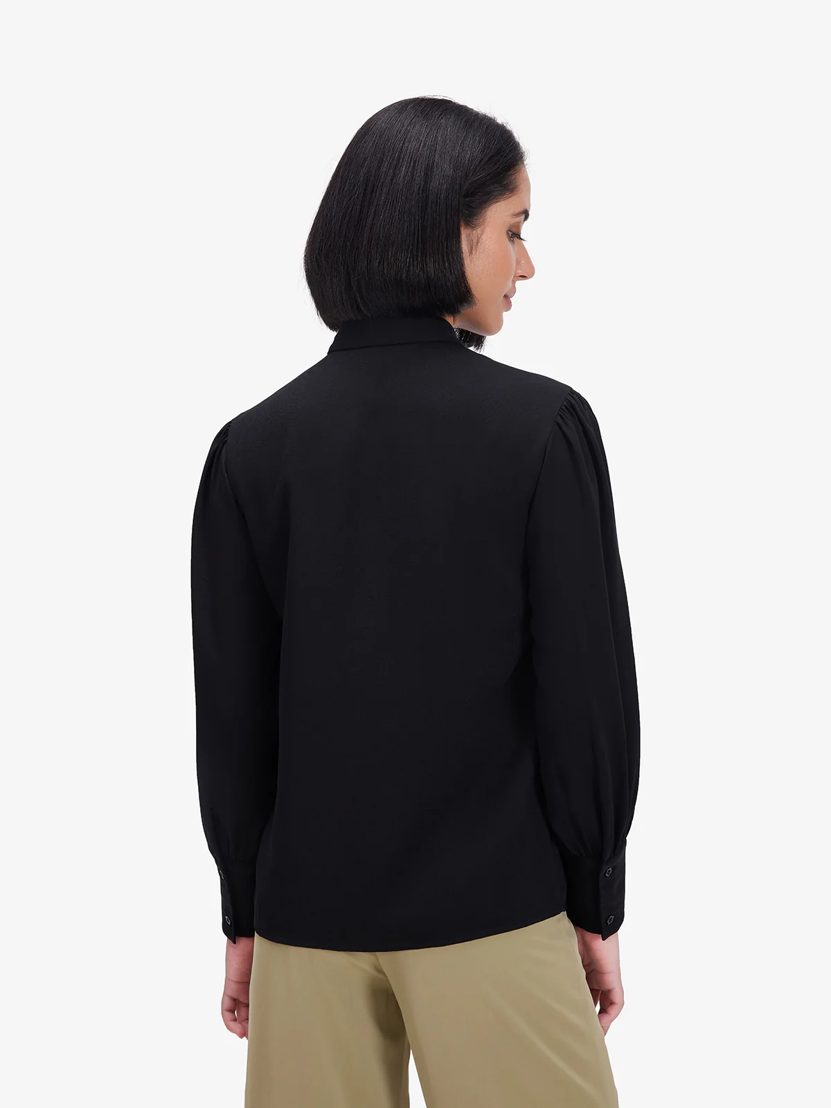 Women Black Luxe Floral Embroidered Shirt - Image 2