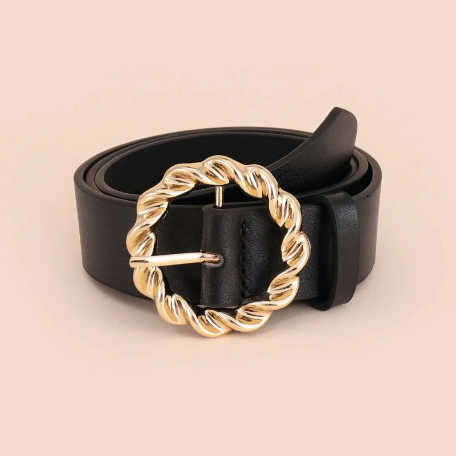 Women Black Matte Silver Square Belt - Image 2