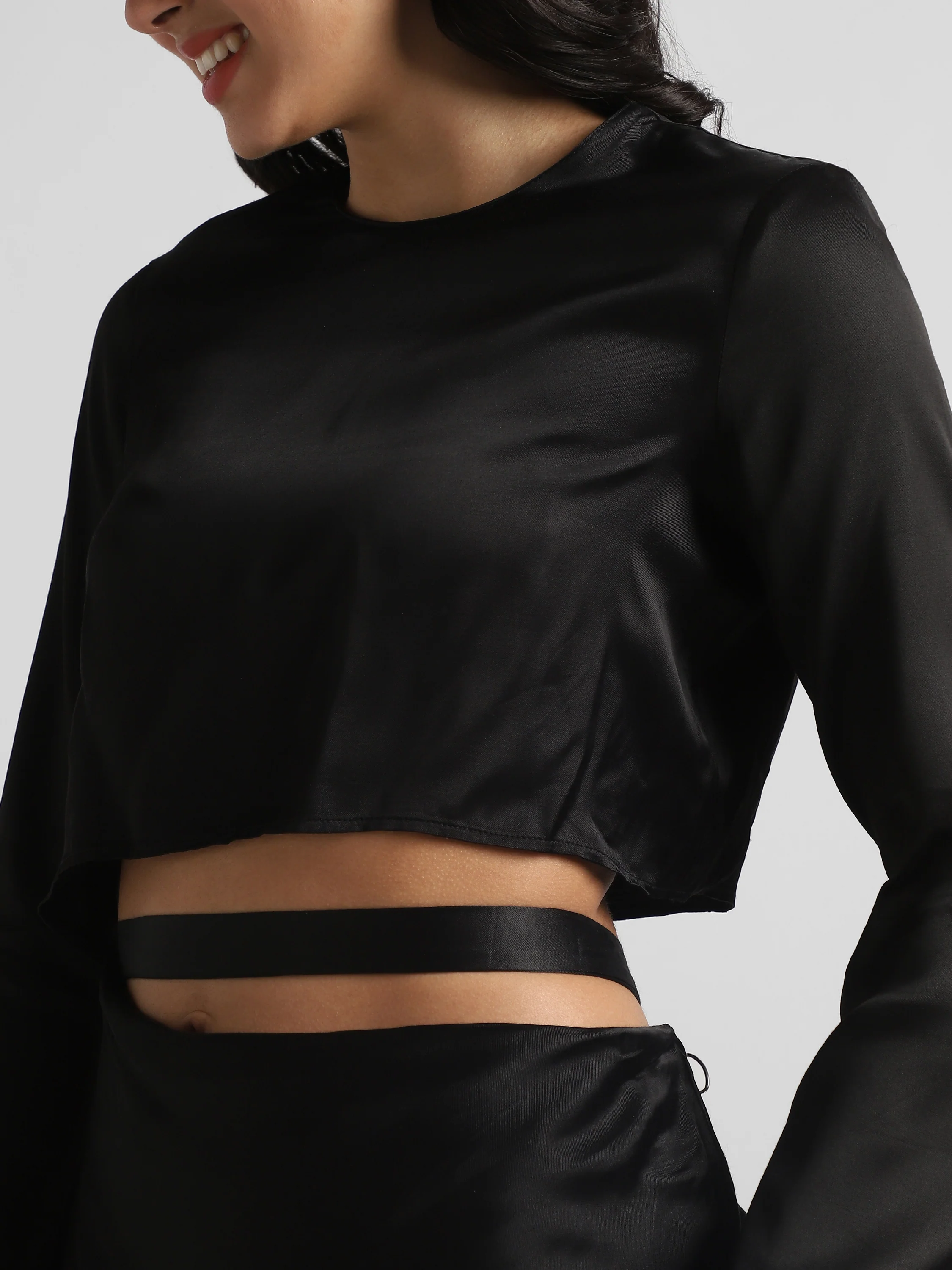 Women Black Maxi Dress with waist cut out - Image 4