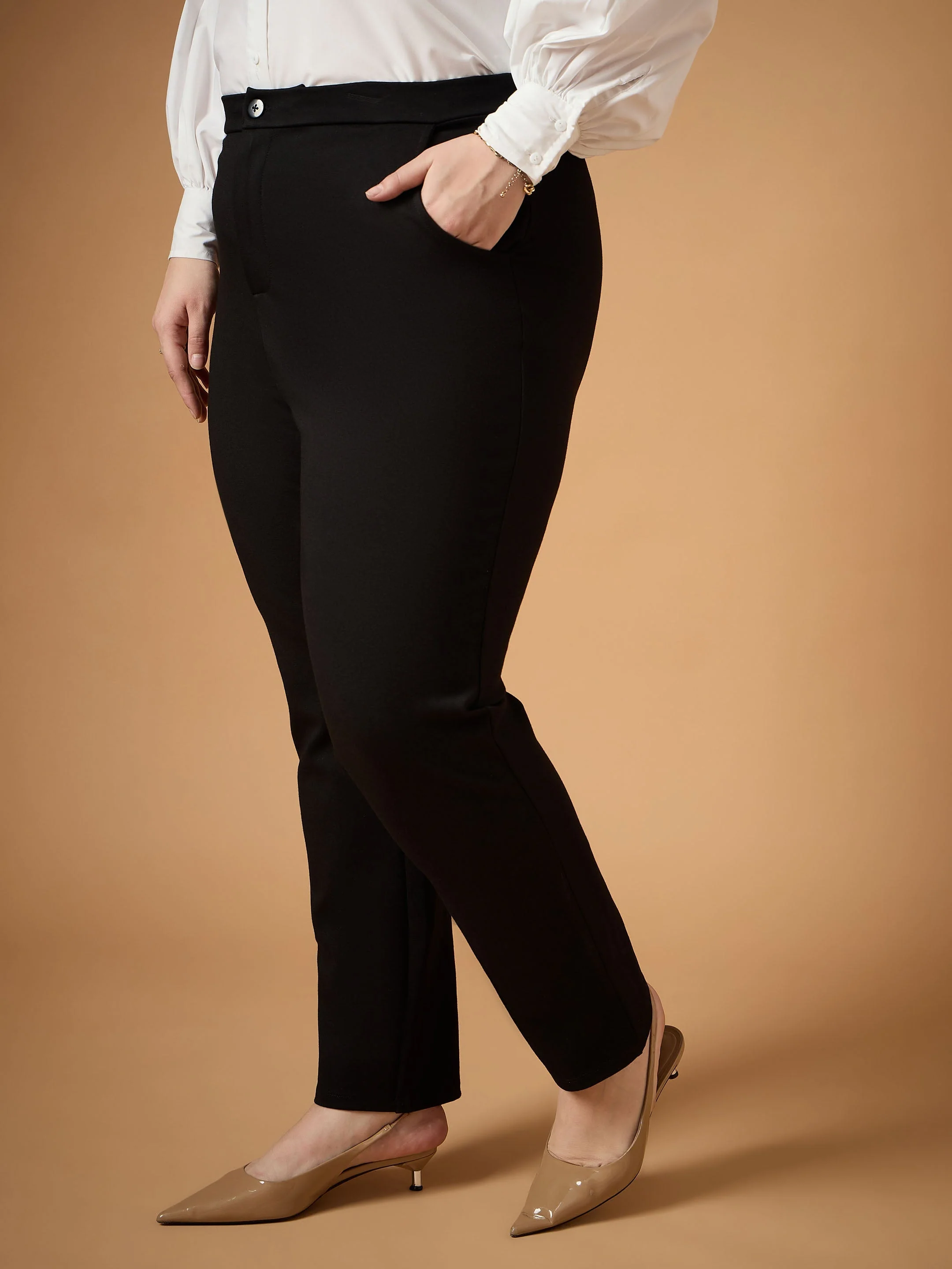 Women Black Mom Fit Pants - Image 3