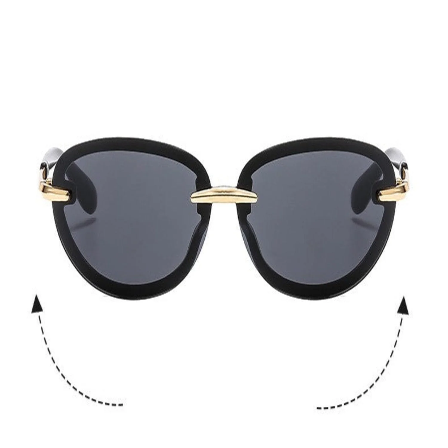 Women Black Oval Lens Sunglasses - Image 2