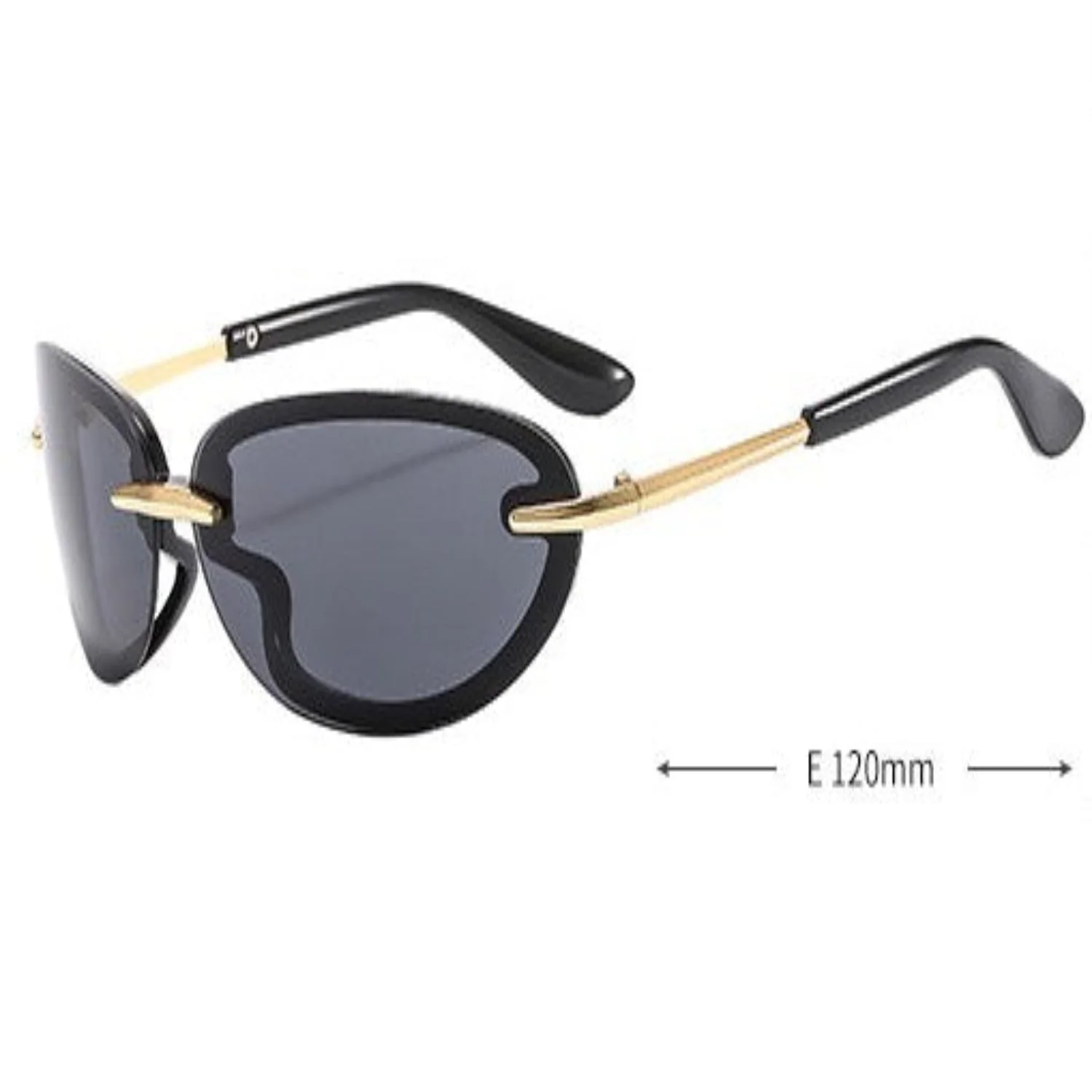 Women Black Oval Lens Sunglasses - Image 5