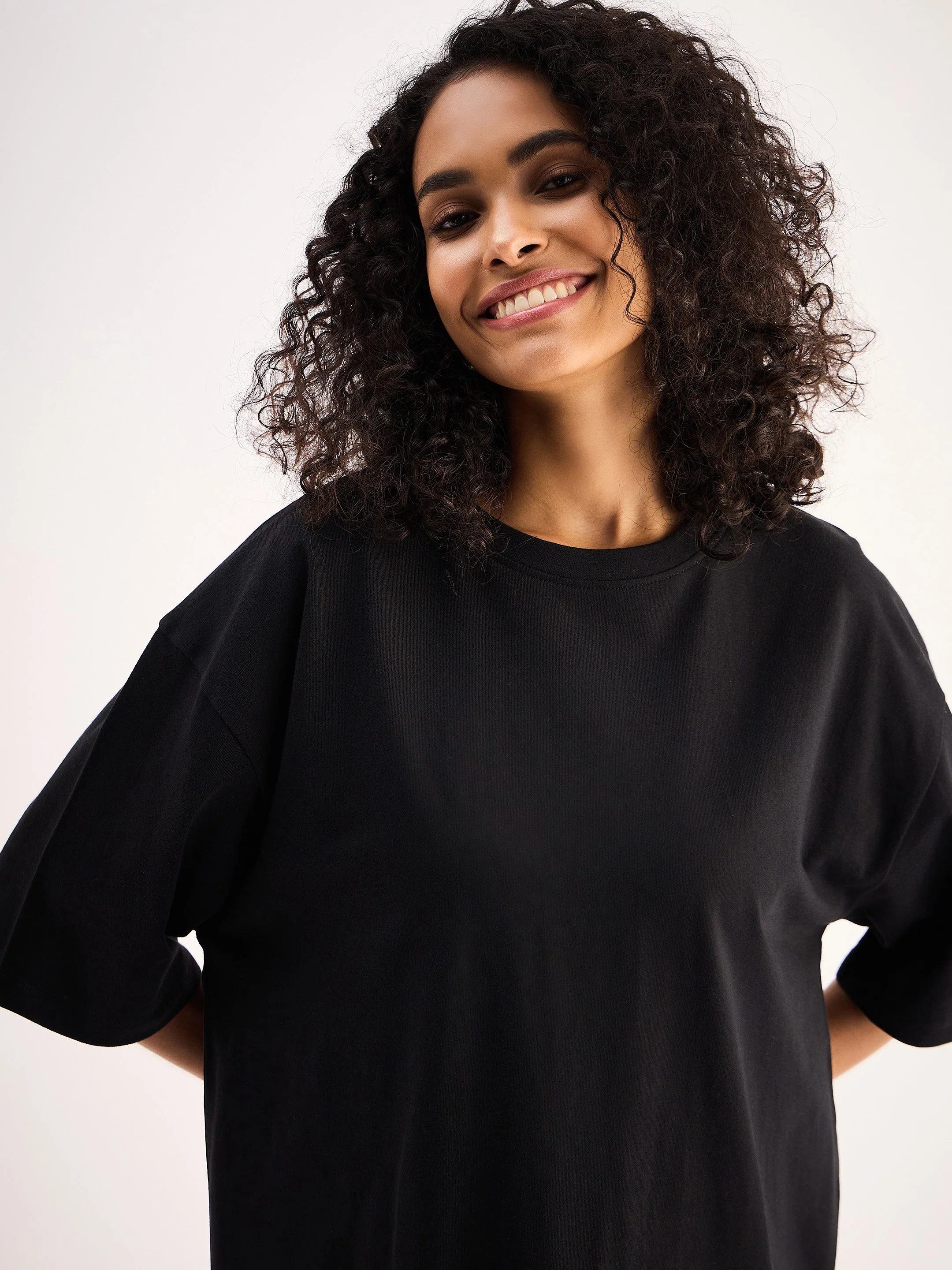 Women Black Oversized T-Shirt Dress - Image 4
