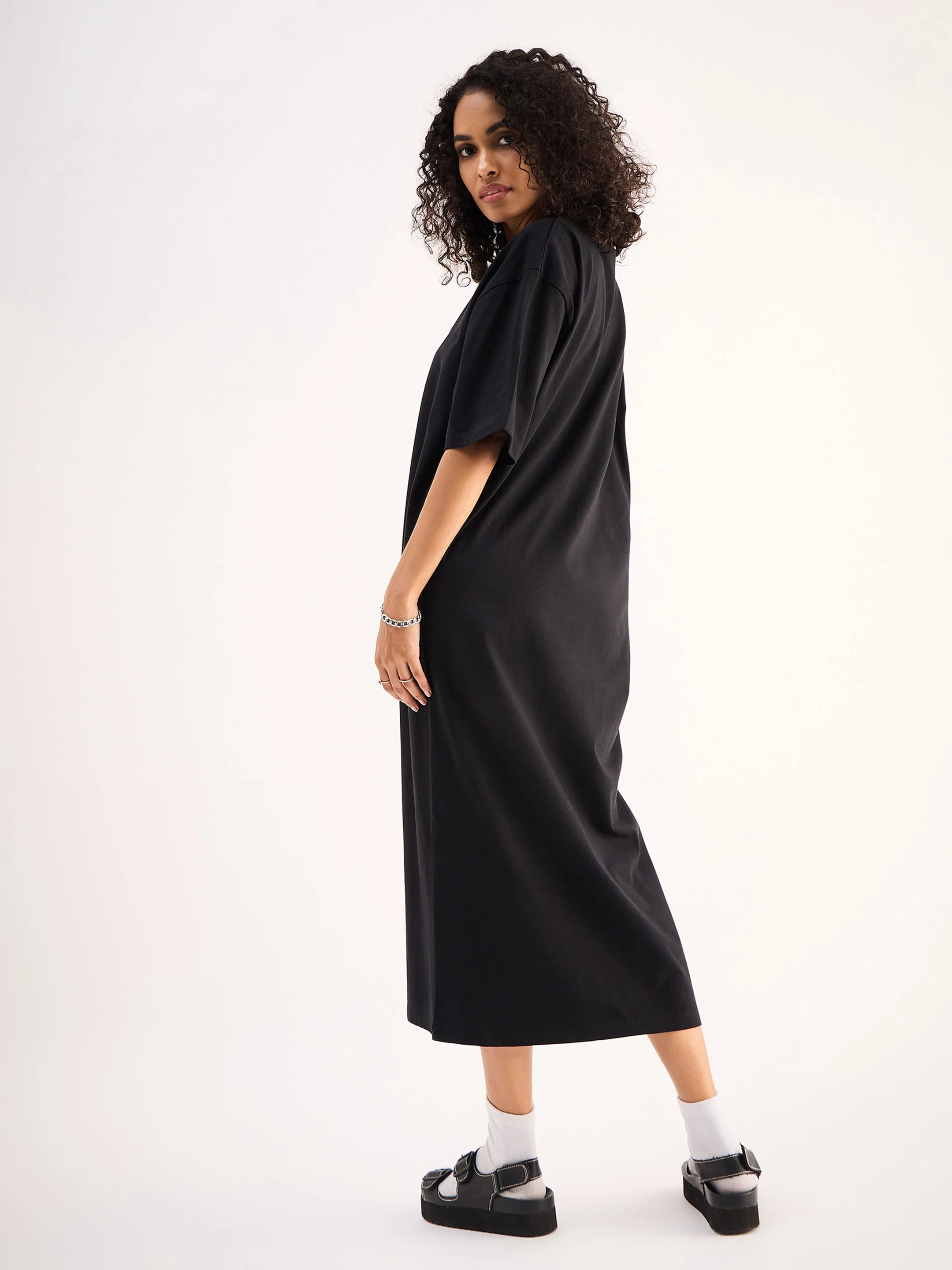 Women Black Oversized T-Shirt Dress - Image 5
